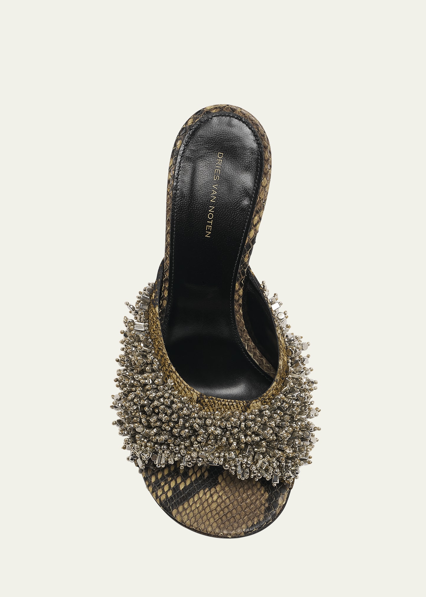 Dries Van Noten Embellished Snake-Print Wedge Sandals
