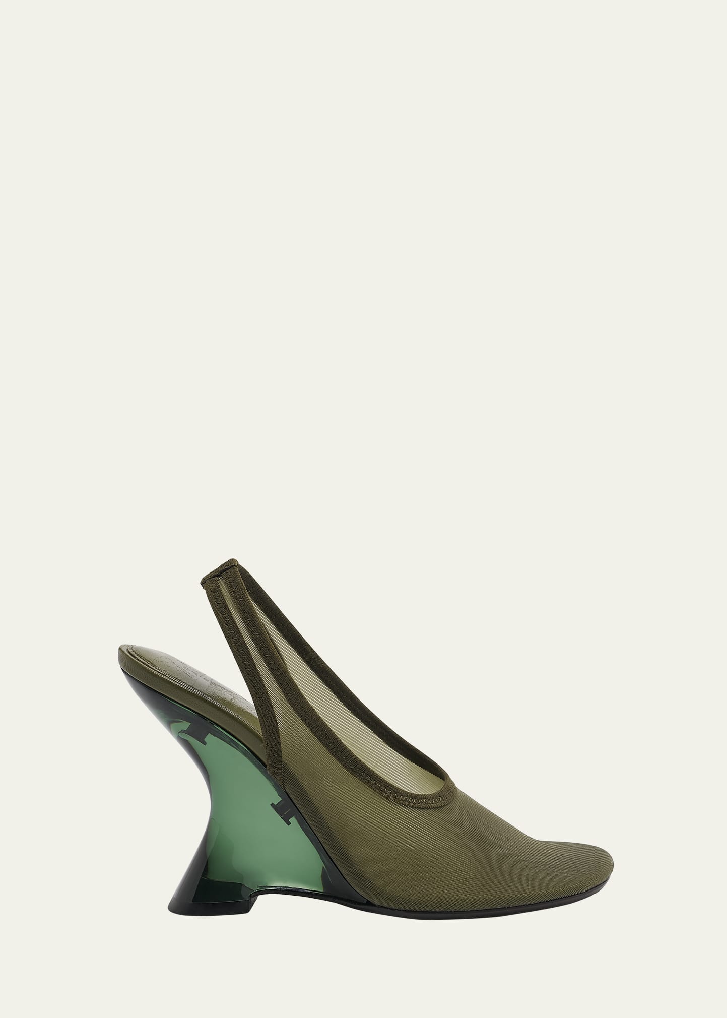 Lucite Mesh Clear-Wedge Slingback Pumps