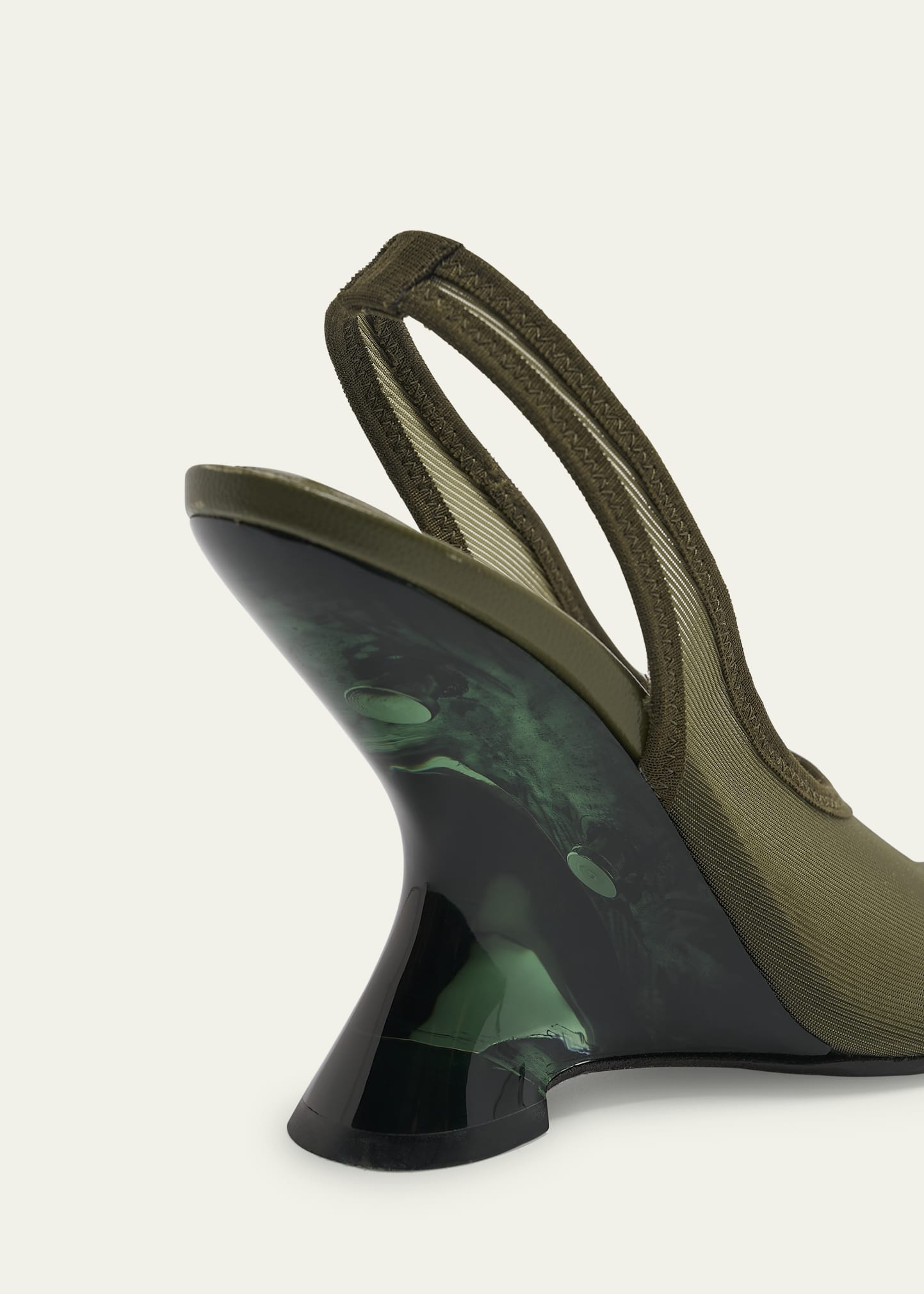 Dries Van Noten Lucite Mesh Clear-Wedge Slingback Pumps