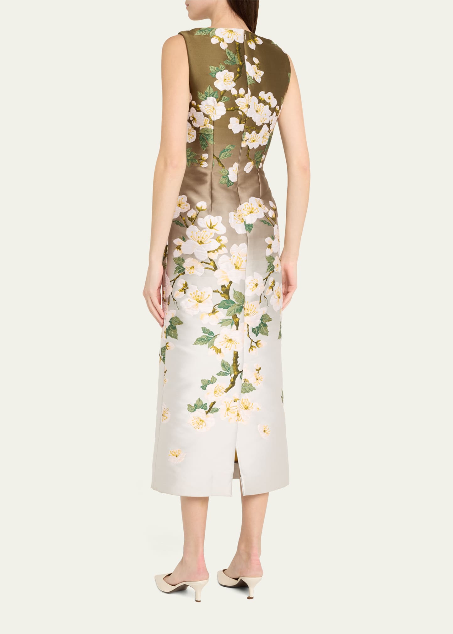 Oscar de la Renta Cherry Blossom Jacquard Ombre Dress - Bergdorf