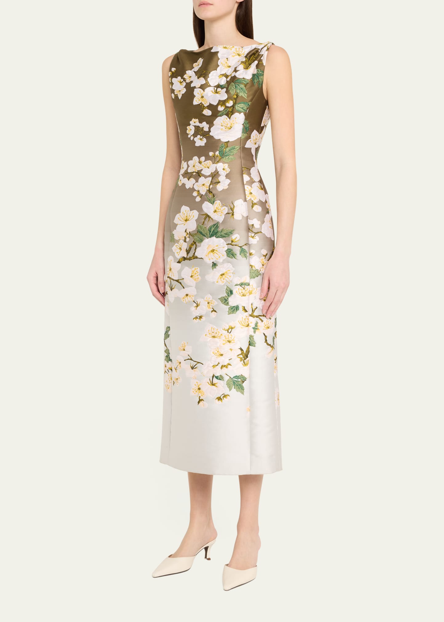 Oscar de la Renta Cherry Blossom Jacquard Ombre Dress - Bergdorf