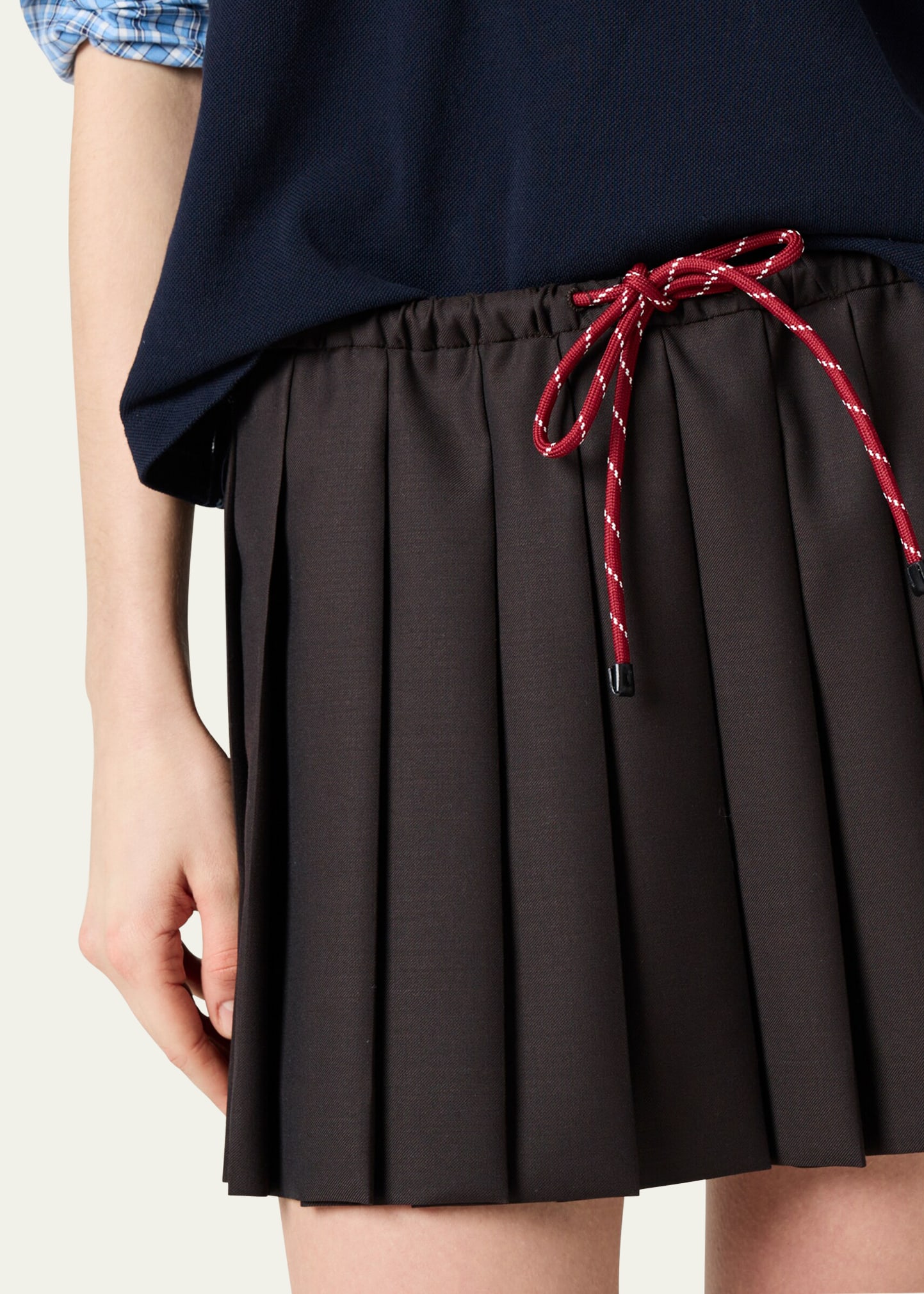 Miu Miu Pleated Drawstring Mini Skirt - Bergdorf Goodman