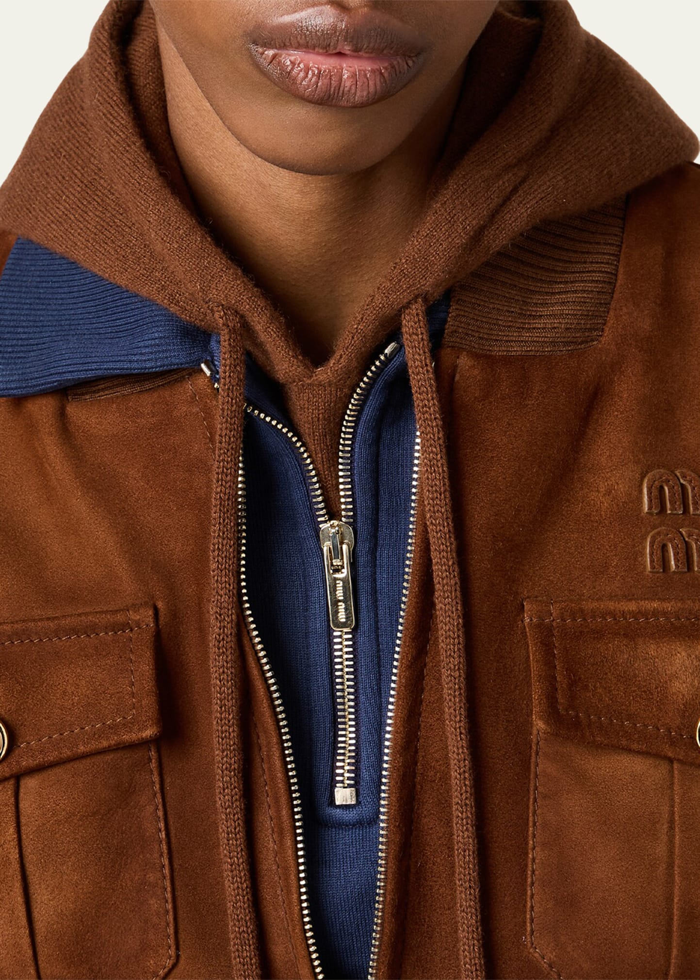 Miu Miu Suede Zip Bomber Jacket - Bergdorf Goodman