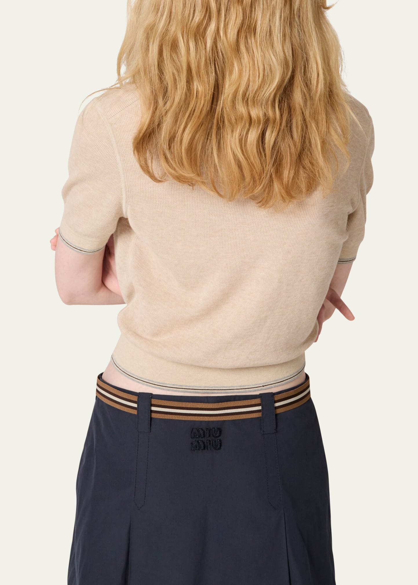 Miu Miu Short-Sleeve Crop Polo Top - Bergdorf Goodman