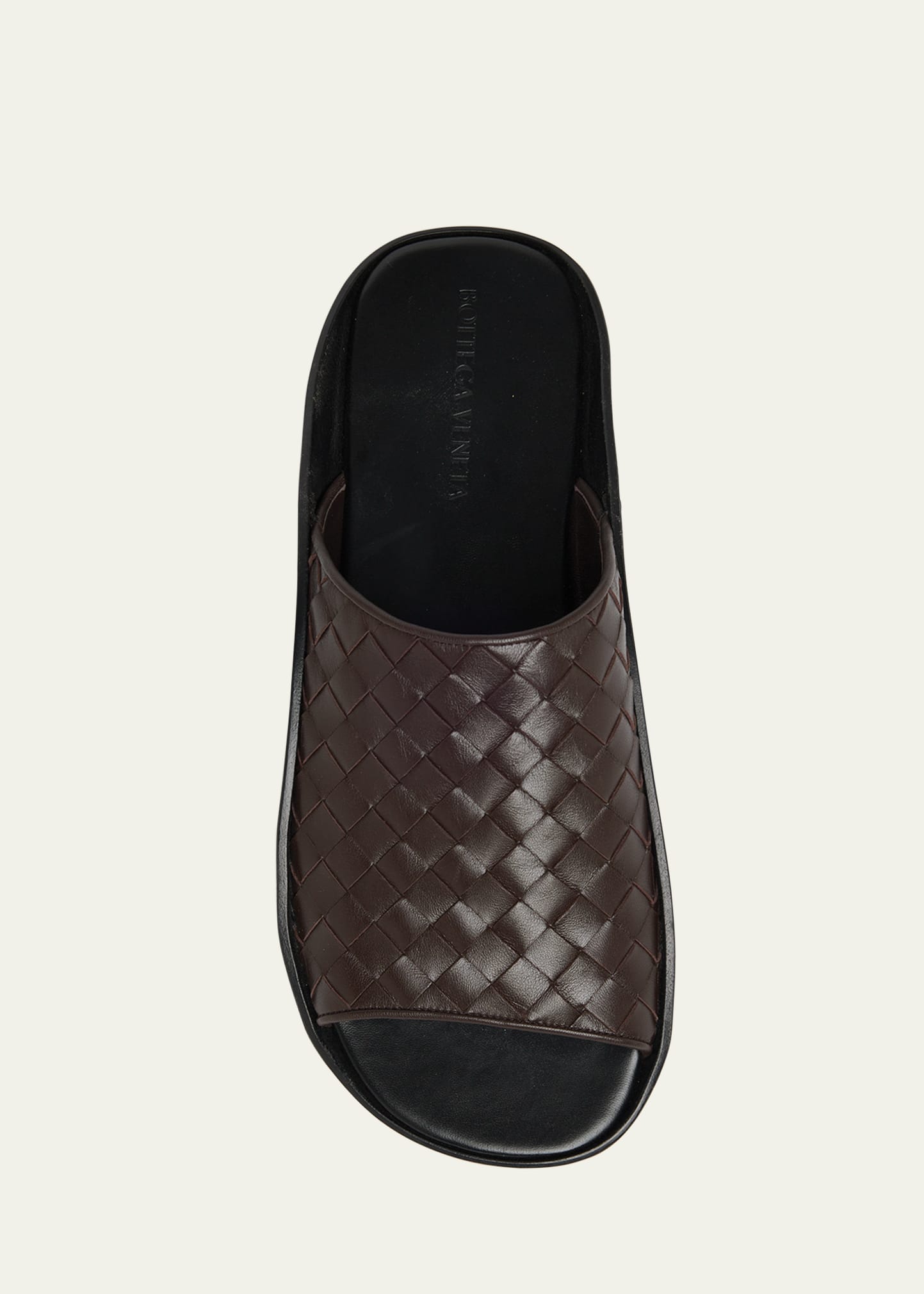 Bottega Veneta Men's Wave Intrecciato Leather Slide Sandals