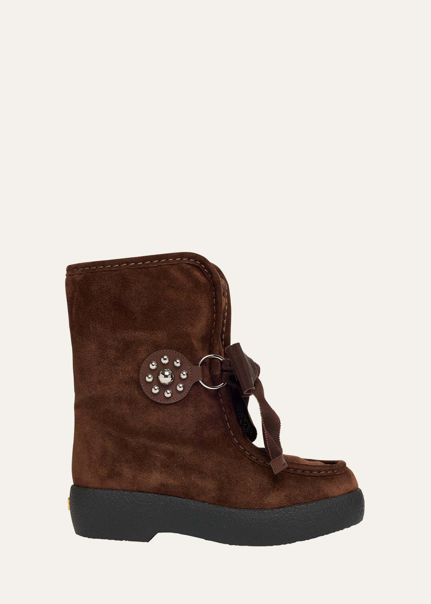 Valentino Garavani Suede Faux Fur Snow Booties - Bergdorf Goodman