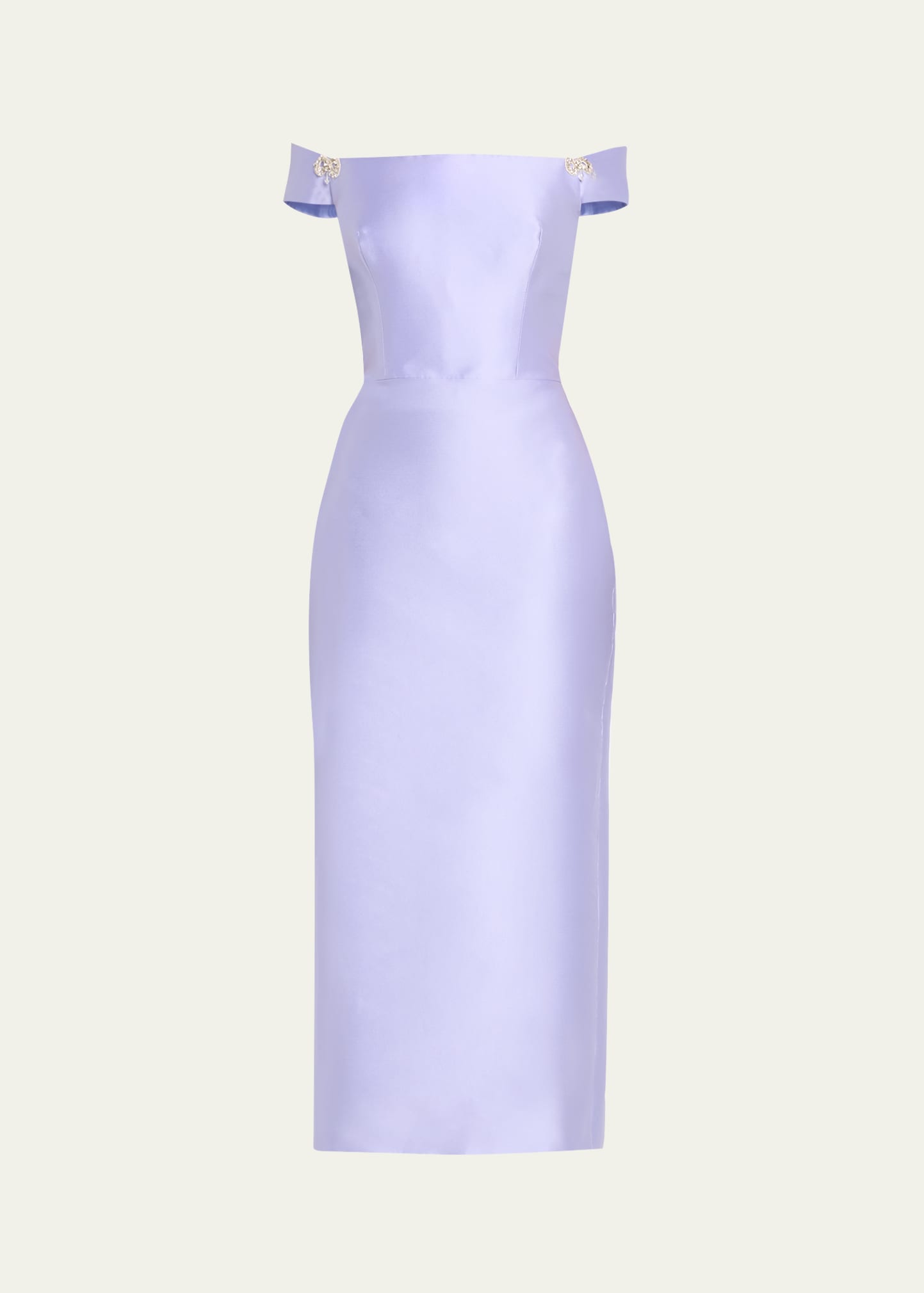 off-the-shoulder mikado pencil dress