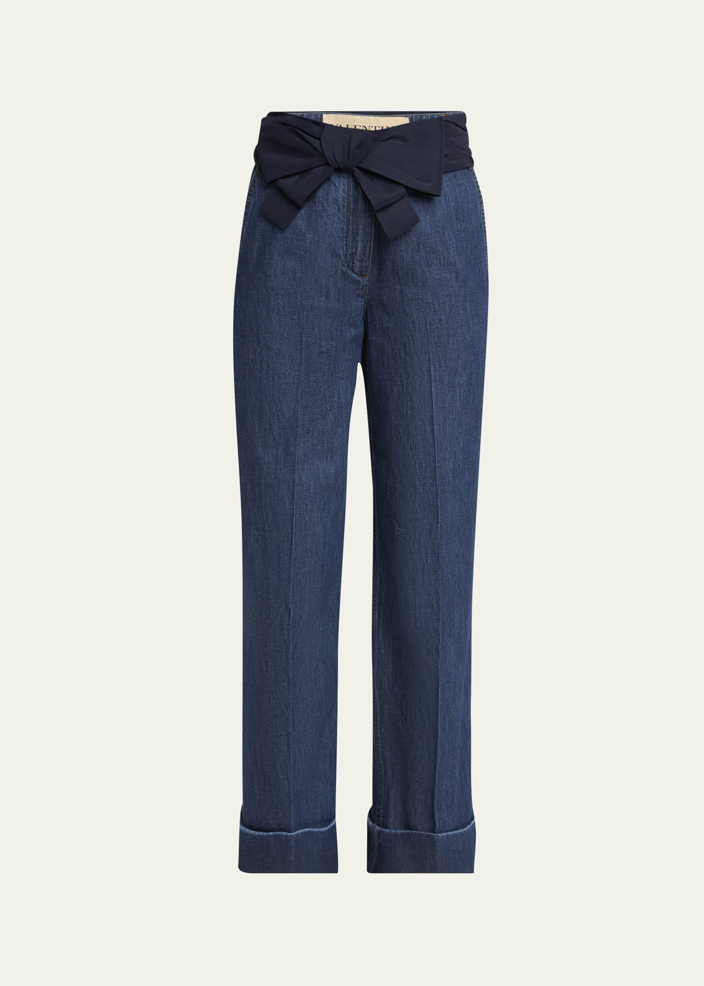 Valentino Garavani Chambray Denim Pants with Bow - Bergdorf