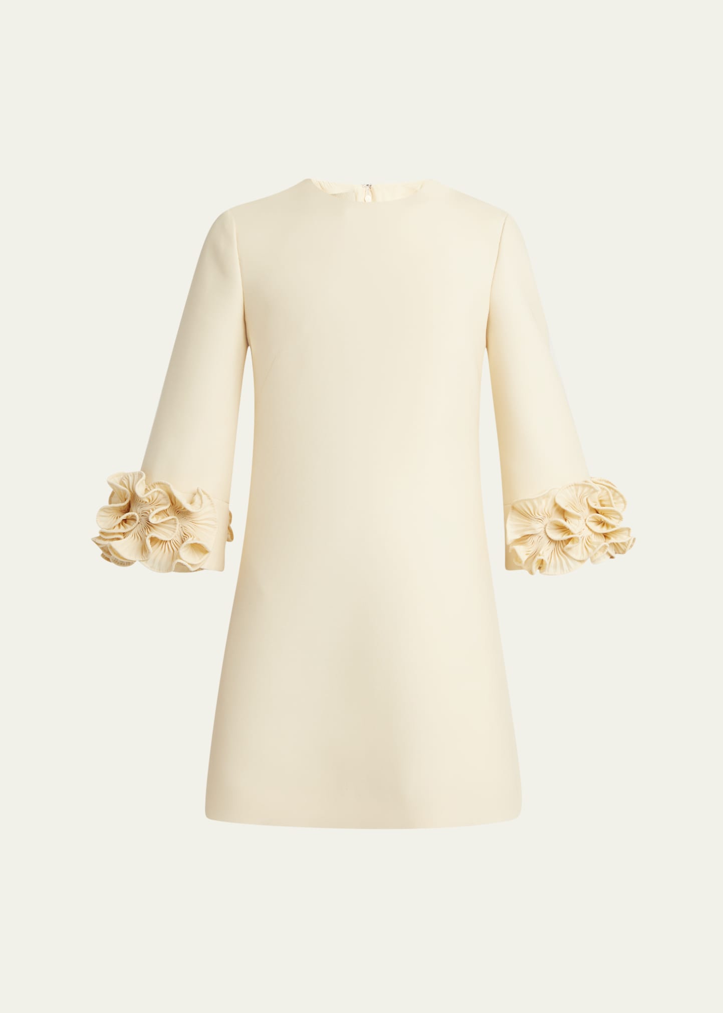 Valentino Garavani Ruffle Cuff Crepe Couture Short Dress
