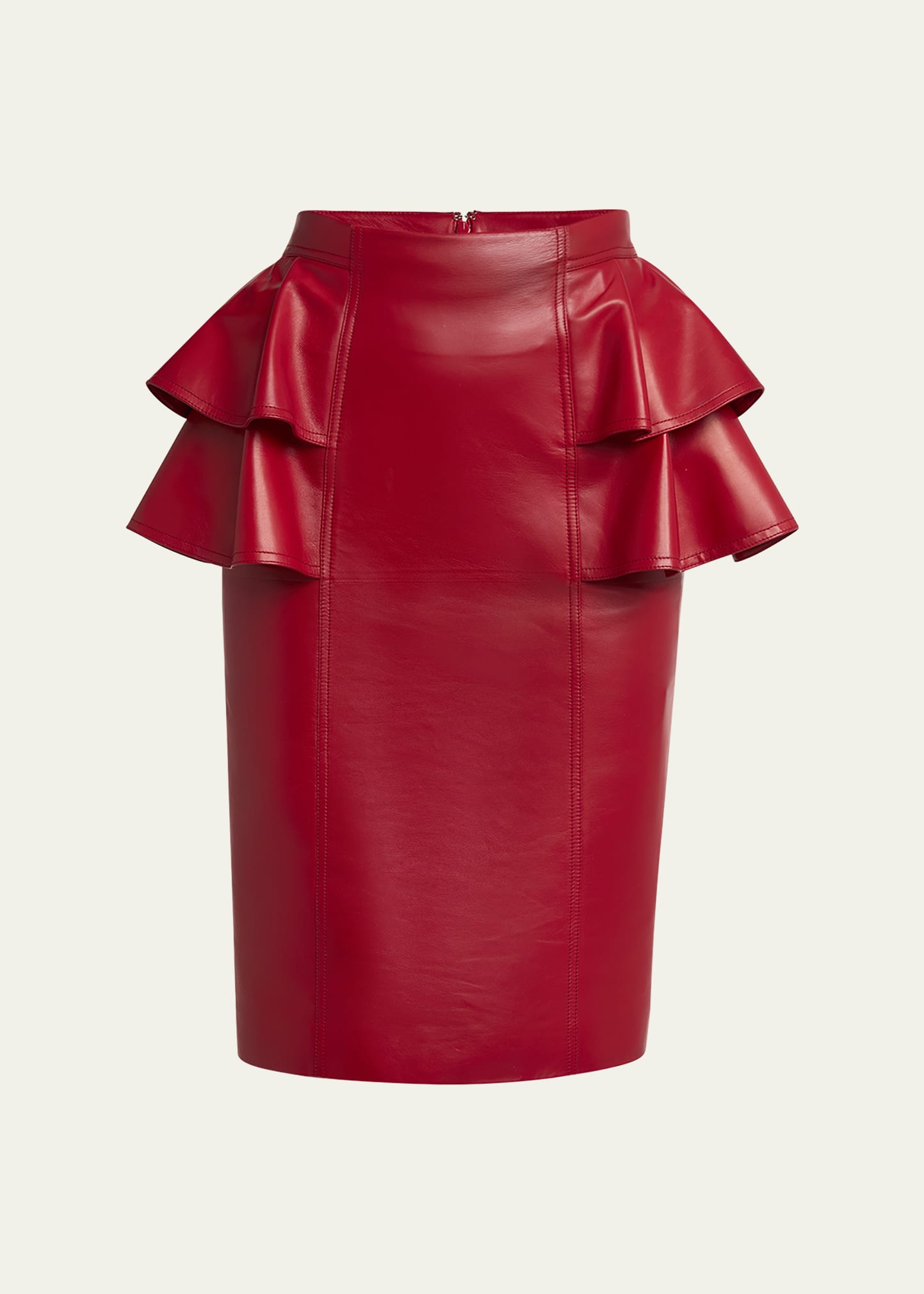 RED VALENTINO - RED VALENTINO フリルTシャツ&カナダ購入 ルルレモン美脚レギンス Valentino Garavani Ruffle Nappa Leather Pencil Skirt - Bergdorf