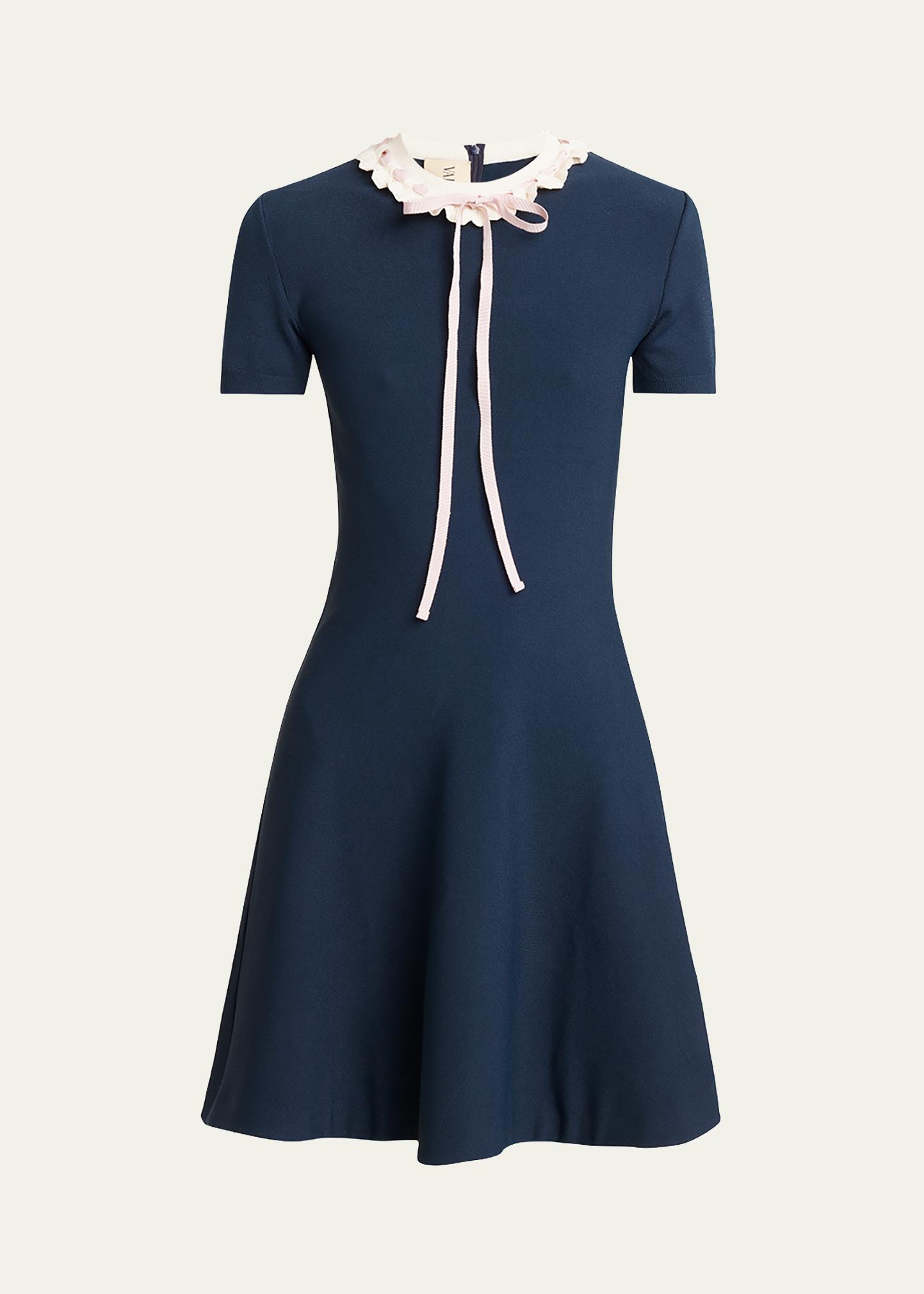Valentino Garavani Ribbon Ruffle-Trim Knit Mini Dress - Bergdorf 