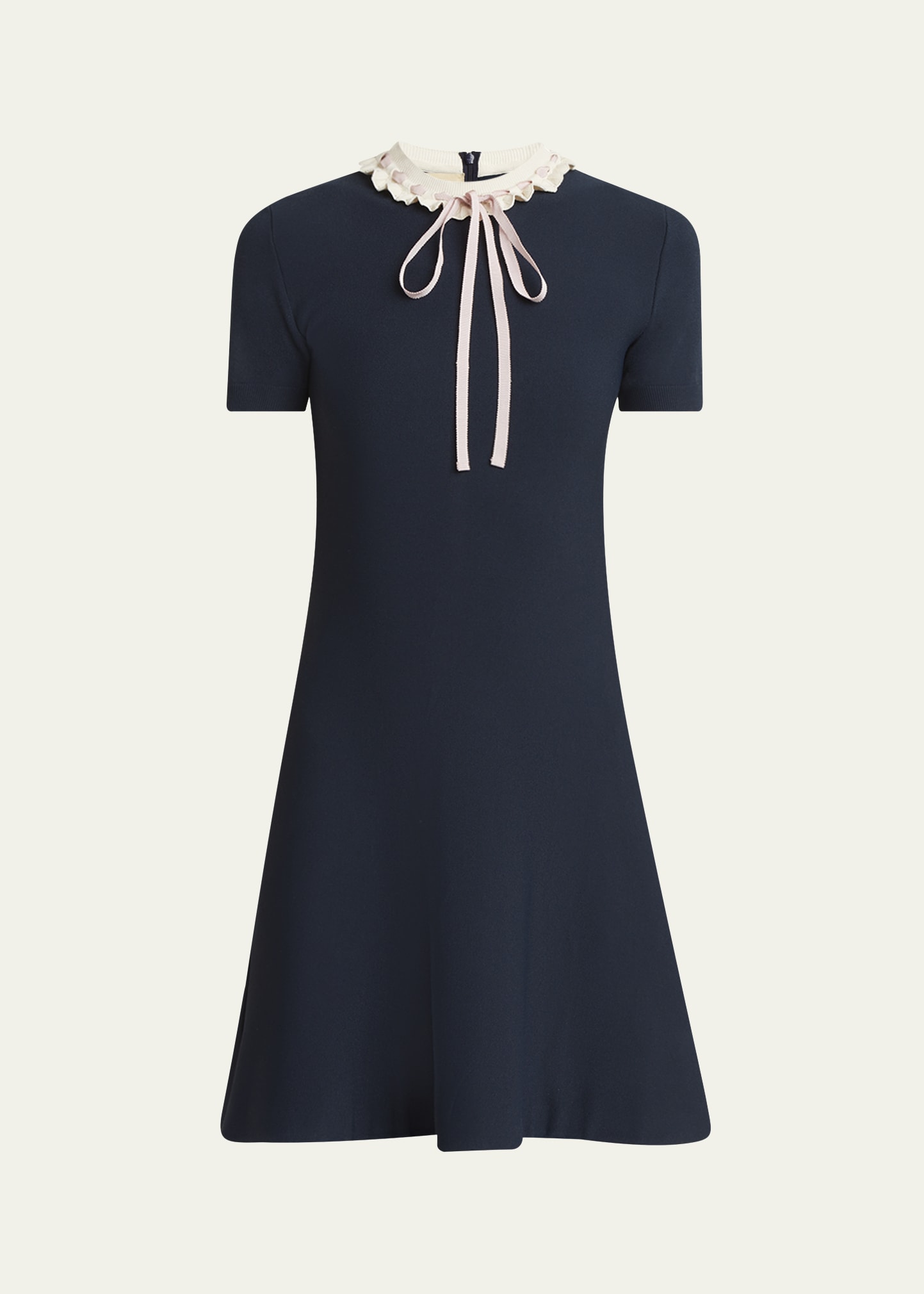 ワンピース Valentino Garavani Turquoise Wool Blend Dress VALENTINO GARAVANI Embellished wool and silk-blend mini