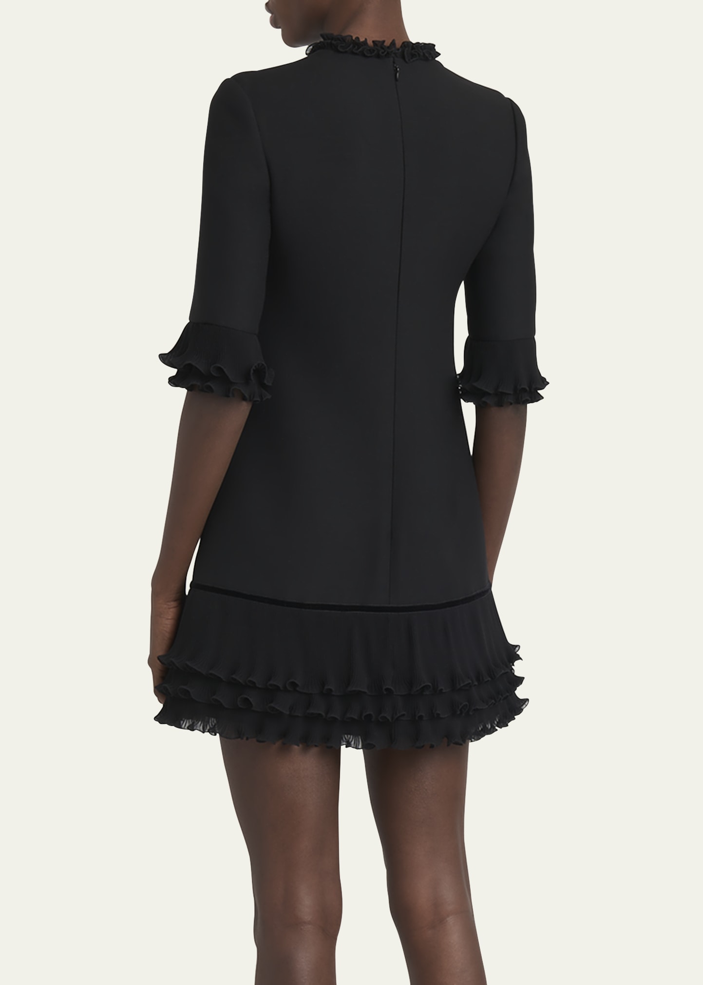 valentino wool & silk crpe couture mini dress Valentino Garavani Women's Embroidered Crepe Couture Short Dress - Ivory