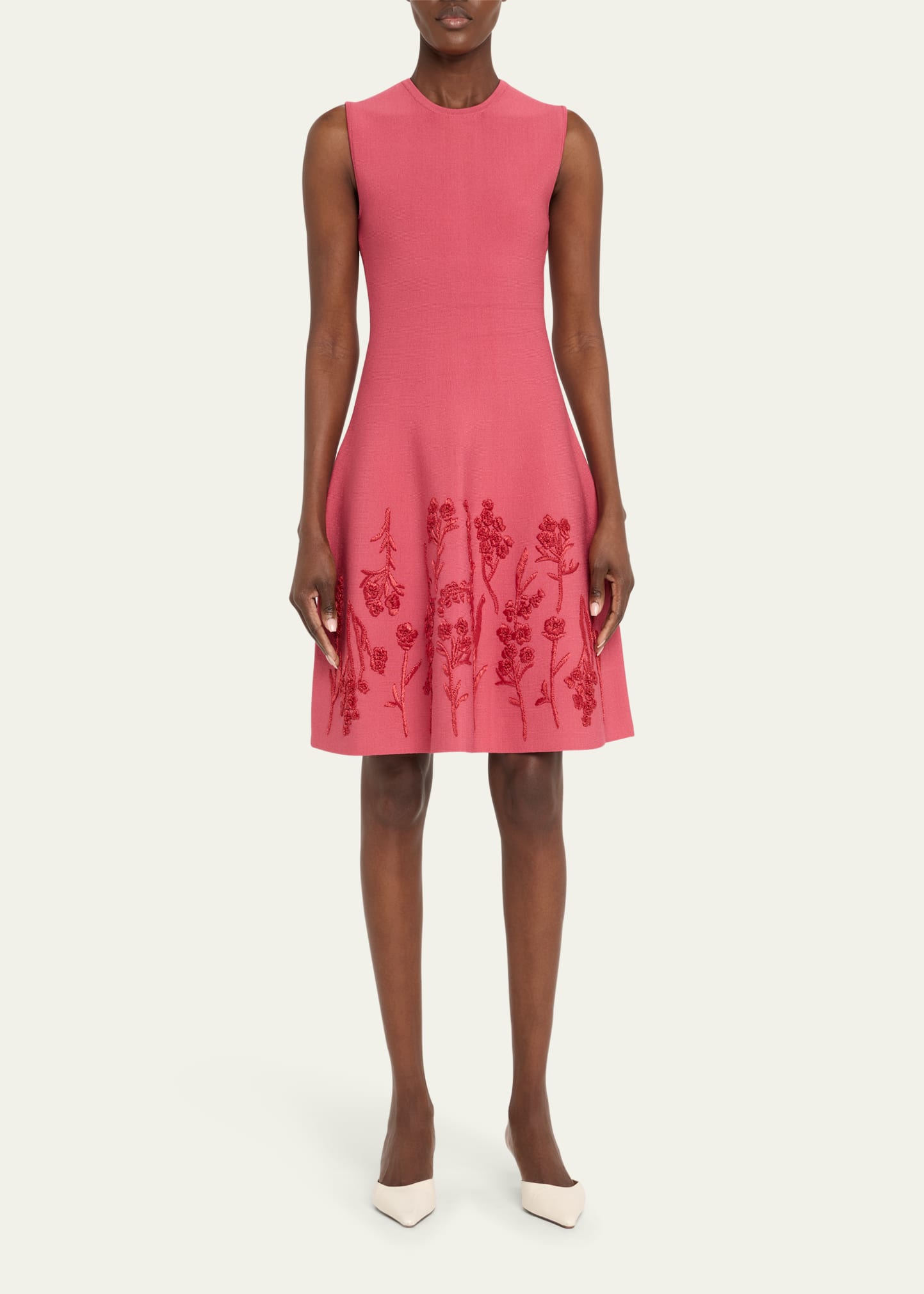 Lela Rose Floral Embroidered Sleeveless Mini Dress - Bergdorf Goodman