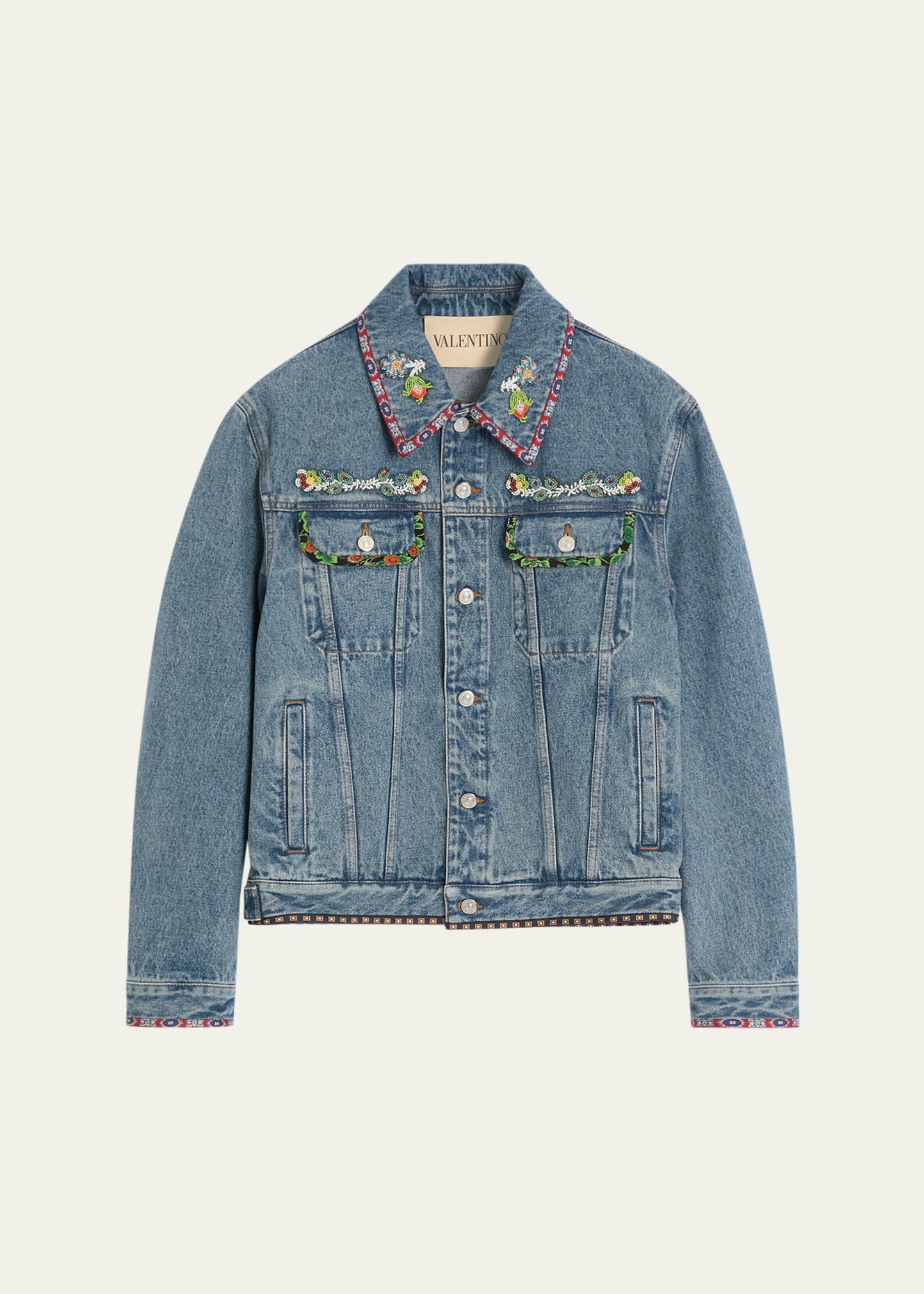 Valentino ジャケット Valentino Garavani Men's Embroidered-Trim Denim Jacket - Bergdorf