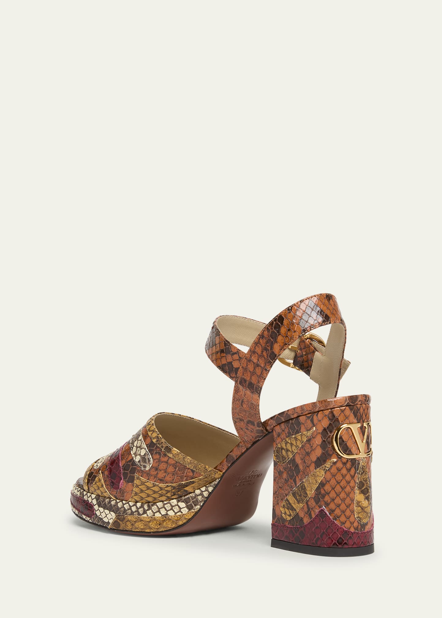 Valentino Garavani Fawcette Python Ankle-Strap Platform Sandals