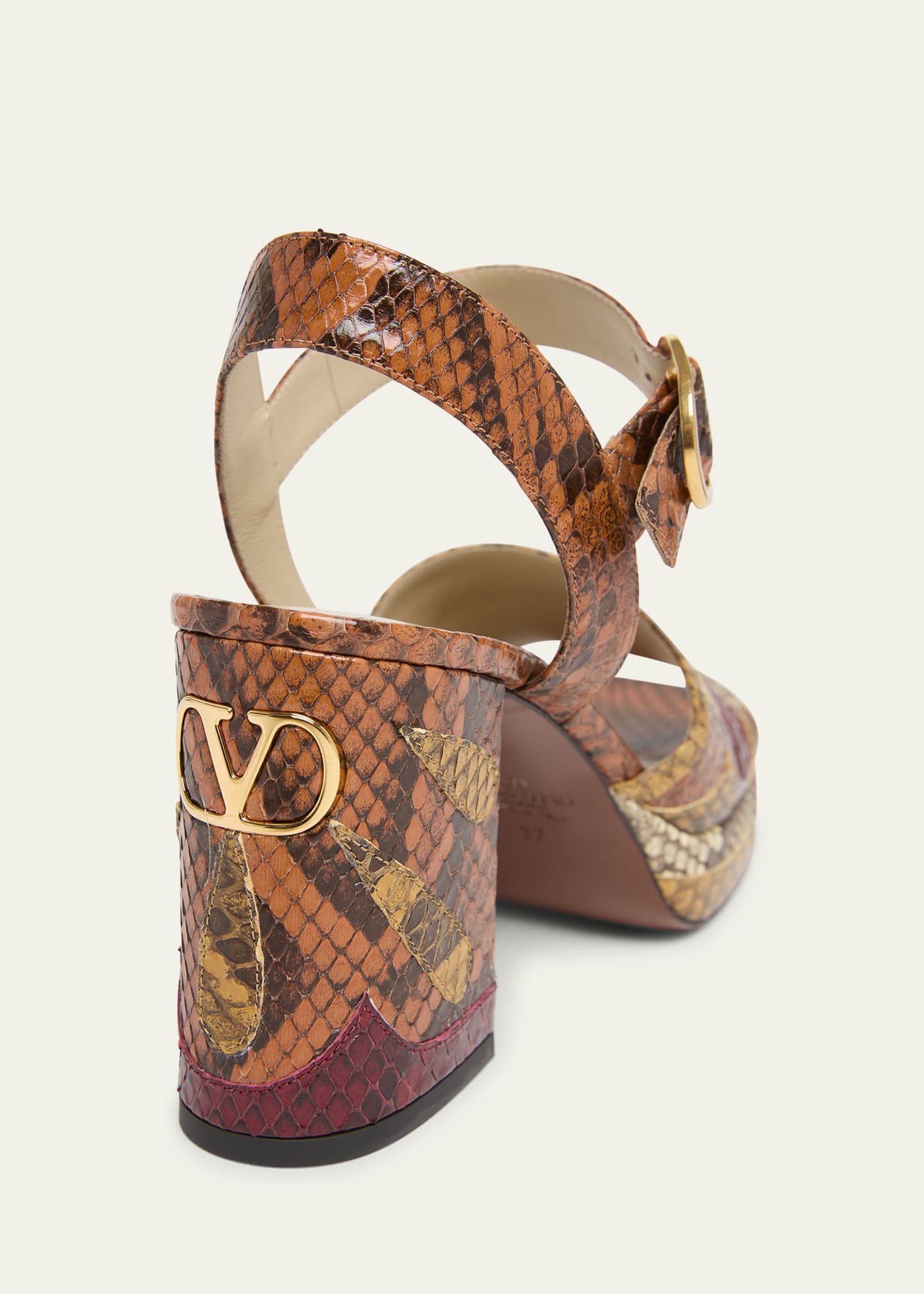 Valentino Garavani Fawcette Python Ankle-Strap Platform