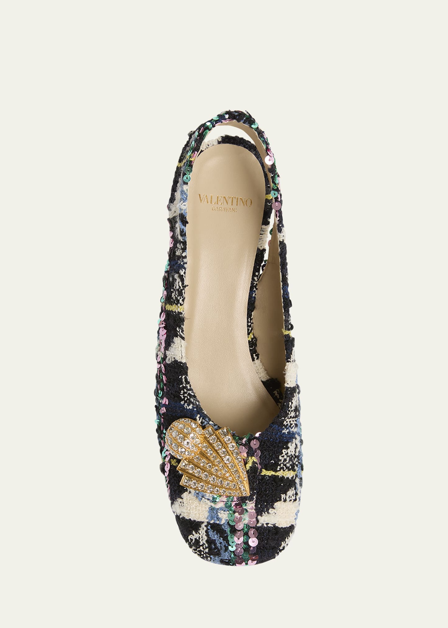 Valentino Garavani Adamantine Shiny Tweed Slingback Pumps