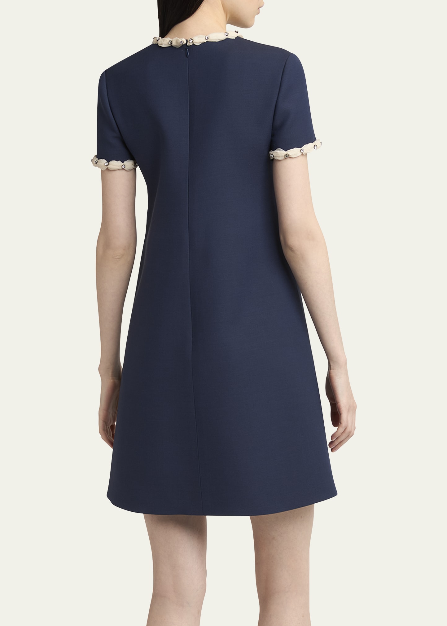 Valentino Garavani Puff-Trim Crystal Bow Mini Dress