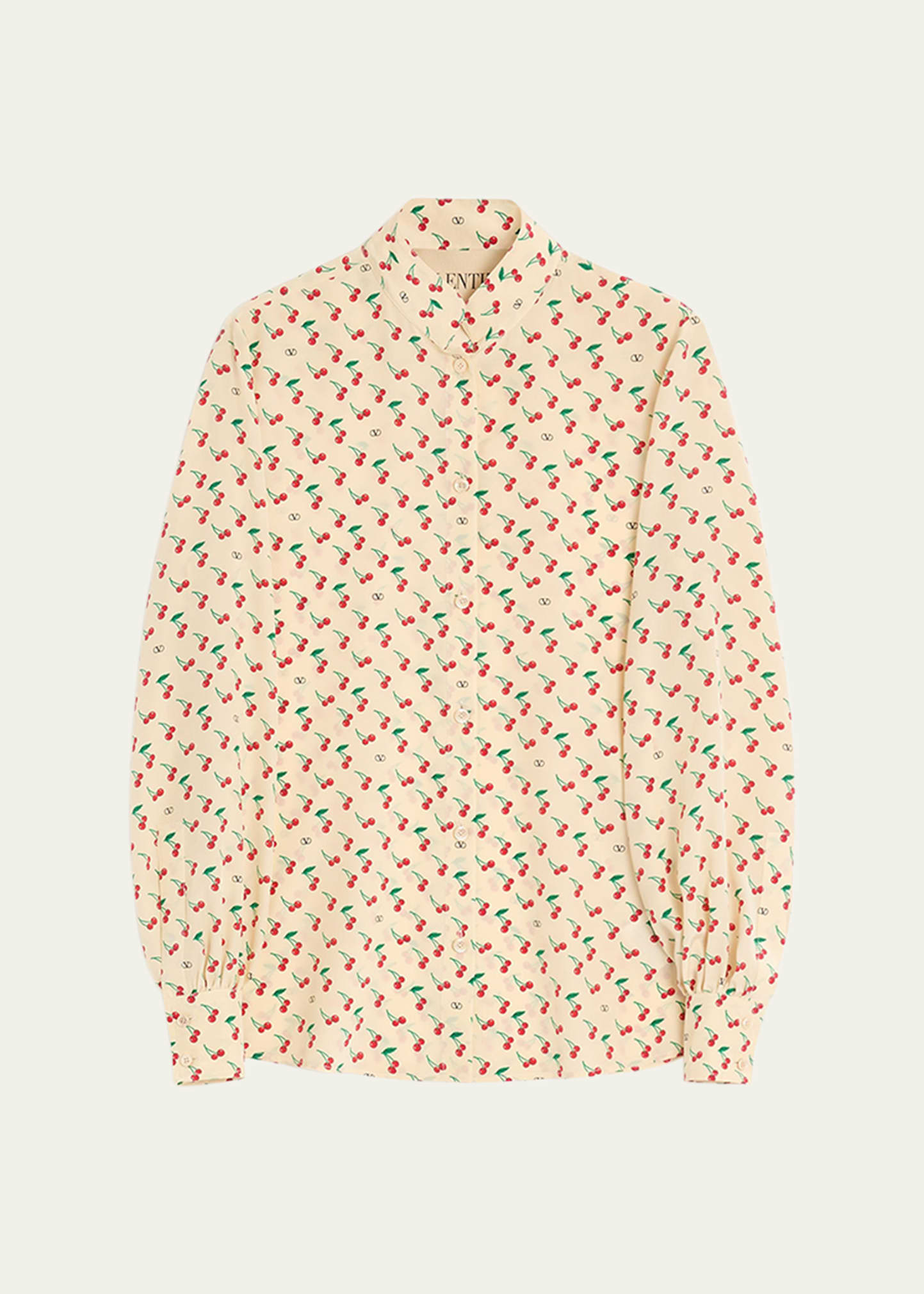 Valentino Garavani Cherry Print Crepe De Chine Button-Down
