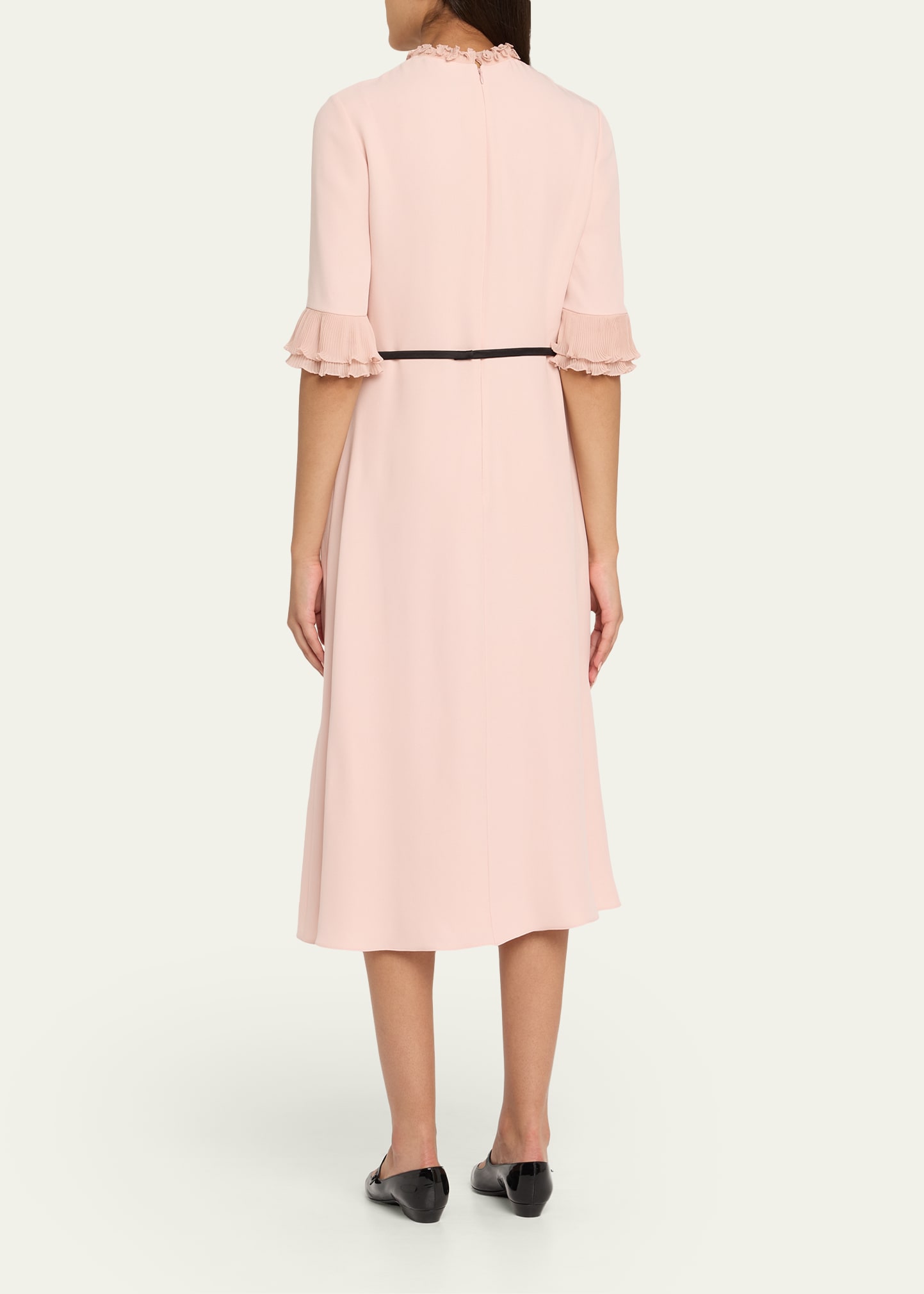 Valentino Garavani Ruffle 3/4-Sleeve Bow Midi Dress - Bergdorf Goodman
