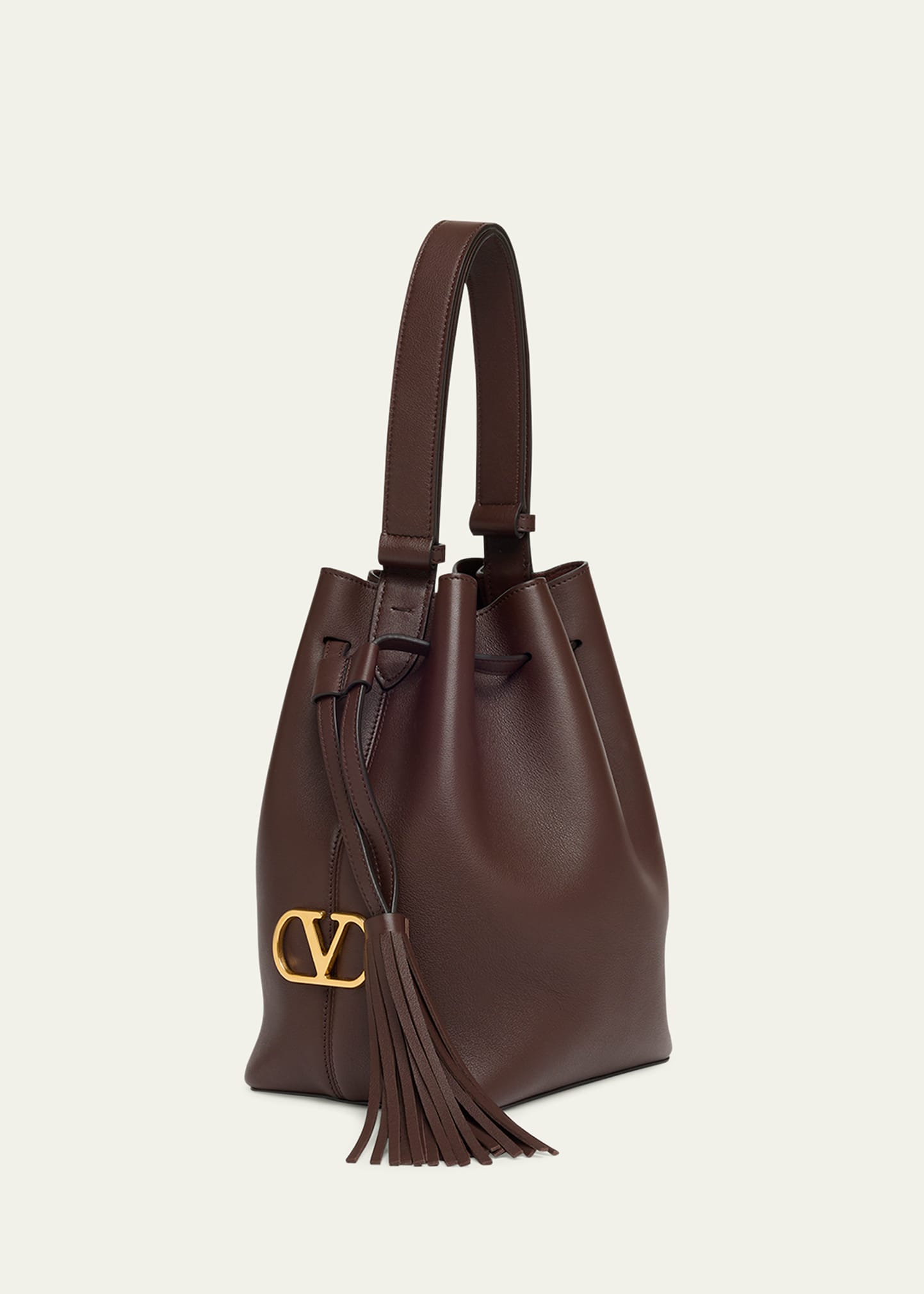 ショルダーバッグ・ポシェット VALENTINO GARAVANI BROWN SO SEAU BUCKET BAG Valentino Garavani So Seau Tassel Leather Bucket Bag