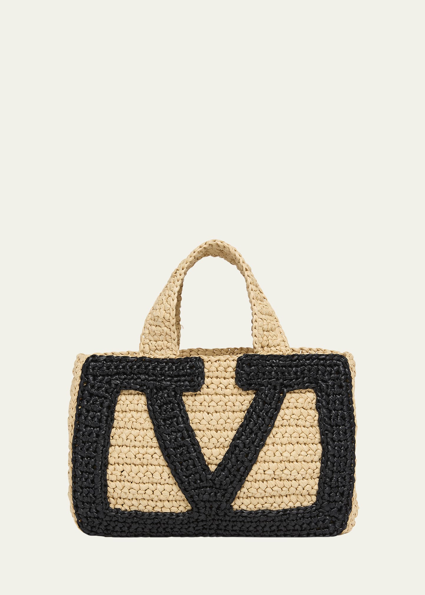 Valentino Garavani Viva Superstar Crochet Raffia Small Tote Bag