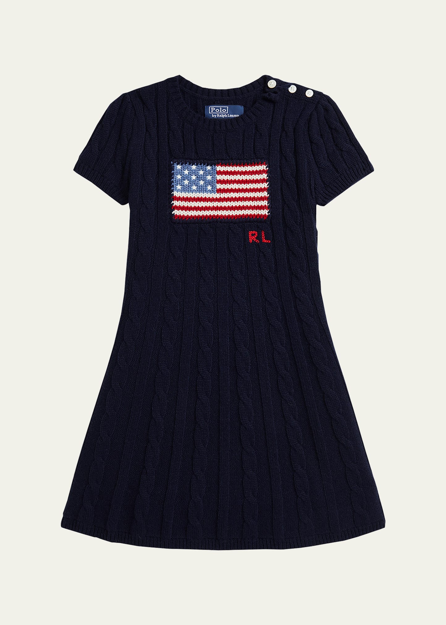 Polo Ralph Lauren Little Girl's American Flag Cashmere Cable-Knit Dress - Navy - Size 2