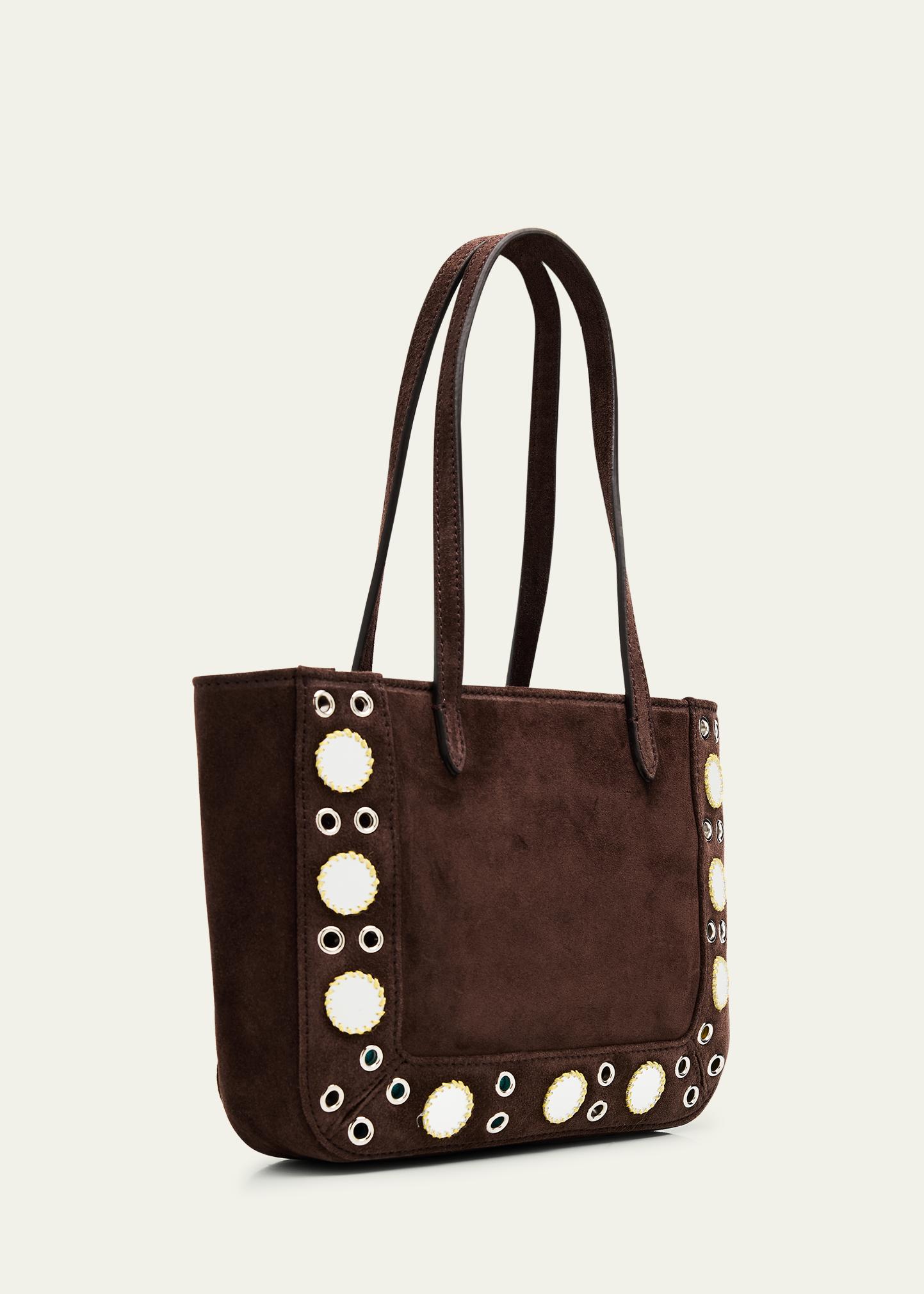 Valentino Garavani Nellcote Mirror-Embellished Suede Mini Tote Bag 