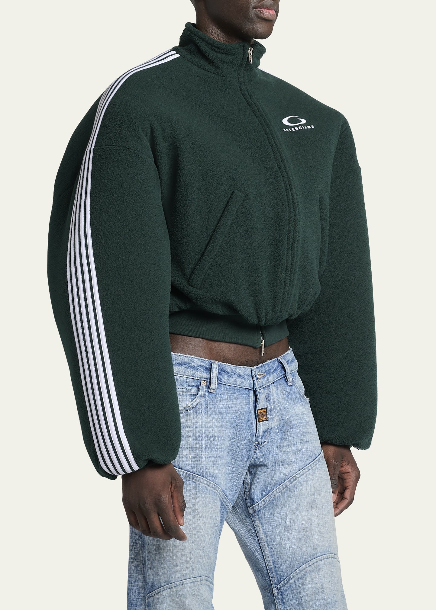 Balenciaga Men's Heavy Terry Rounded Track Jacket - Bergdorf Goodman