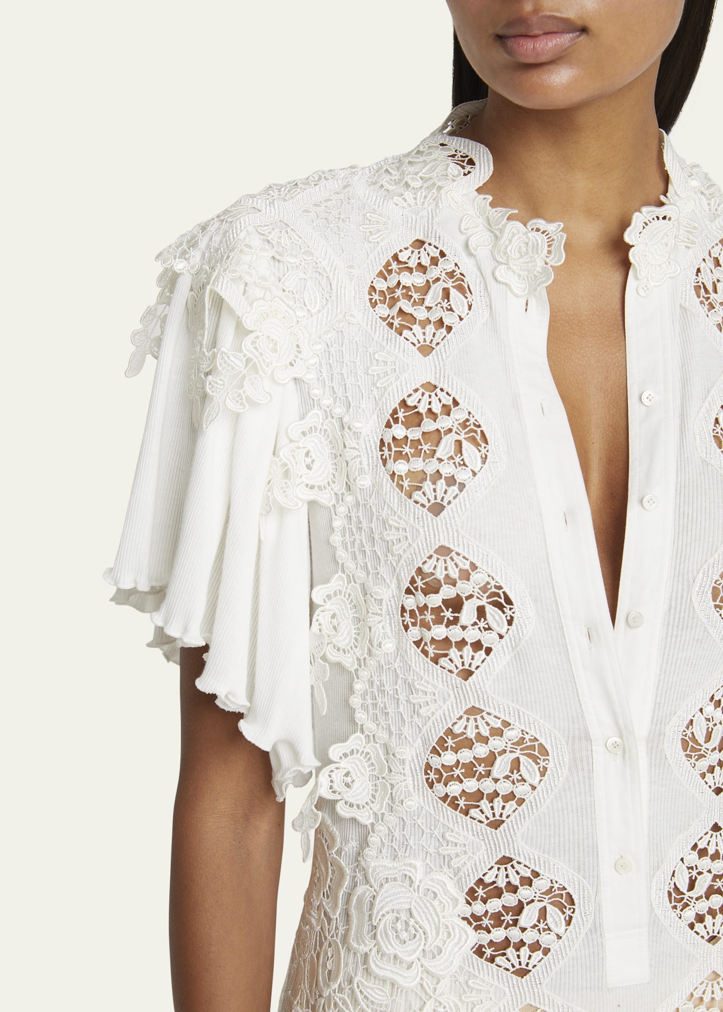 Chloe Guipure Lace Asymmetric Mini Dress - Bergdorf Goodman