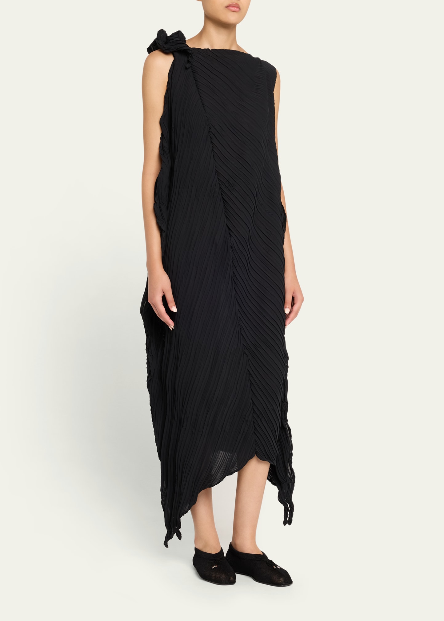 Issey Miyake Wrinkled And Twisted Dress, Black - Bergdorf Goodman