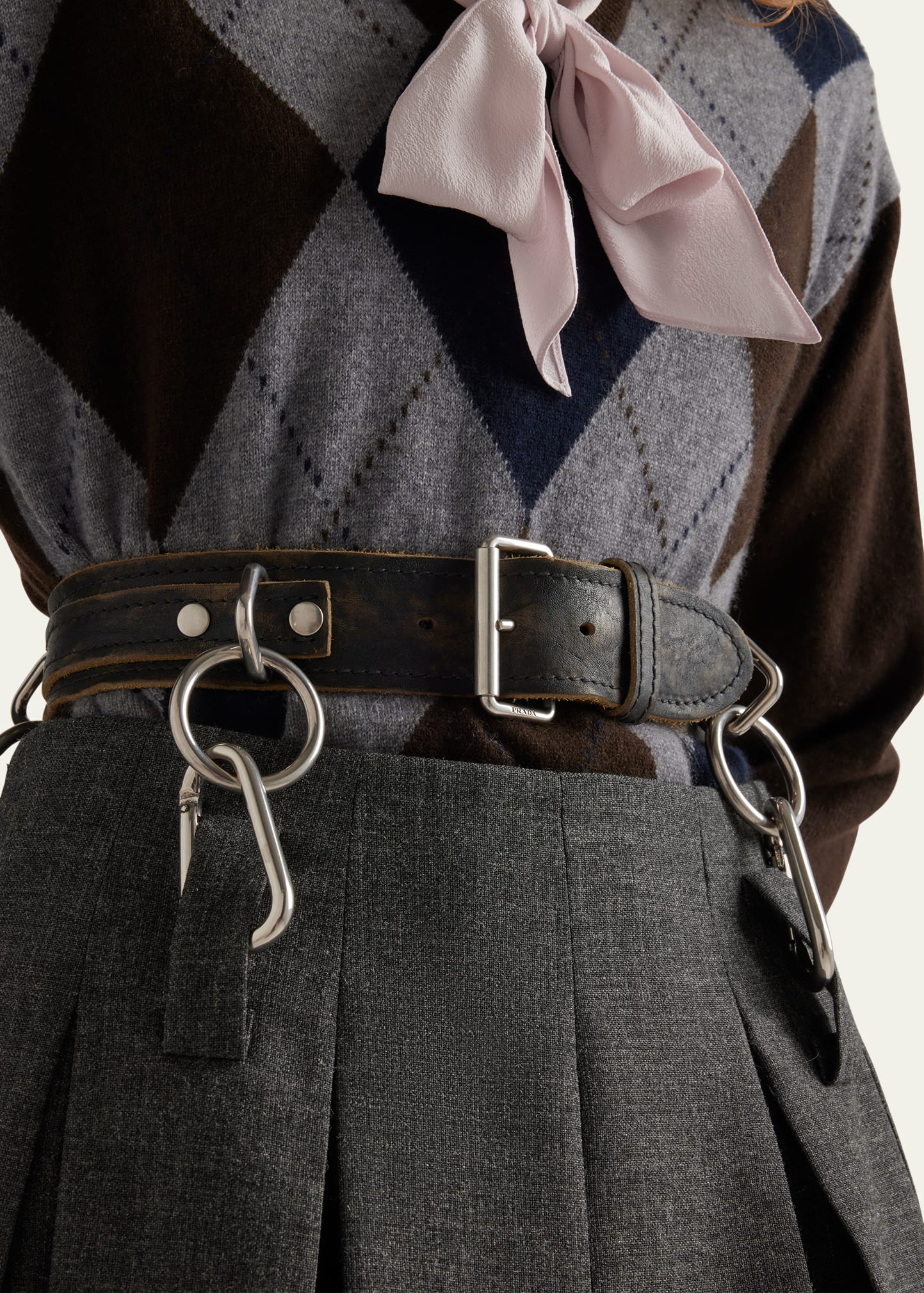 【関税&送料込】Prada Pinstriped Wool Skirt With Belt Prada Prada Pinstriped Skirt With Belt | italist | REVERSIBLE