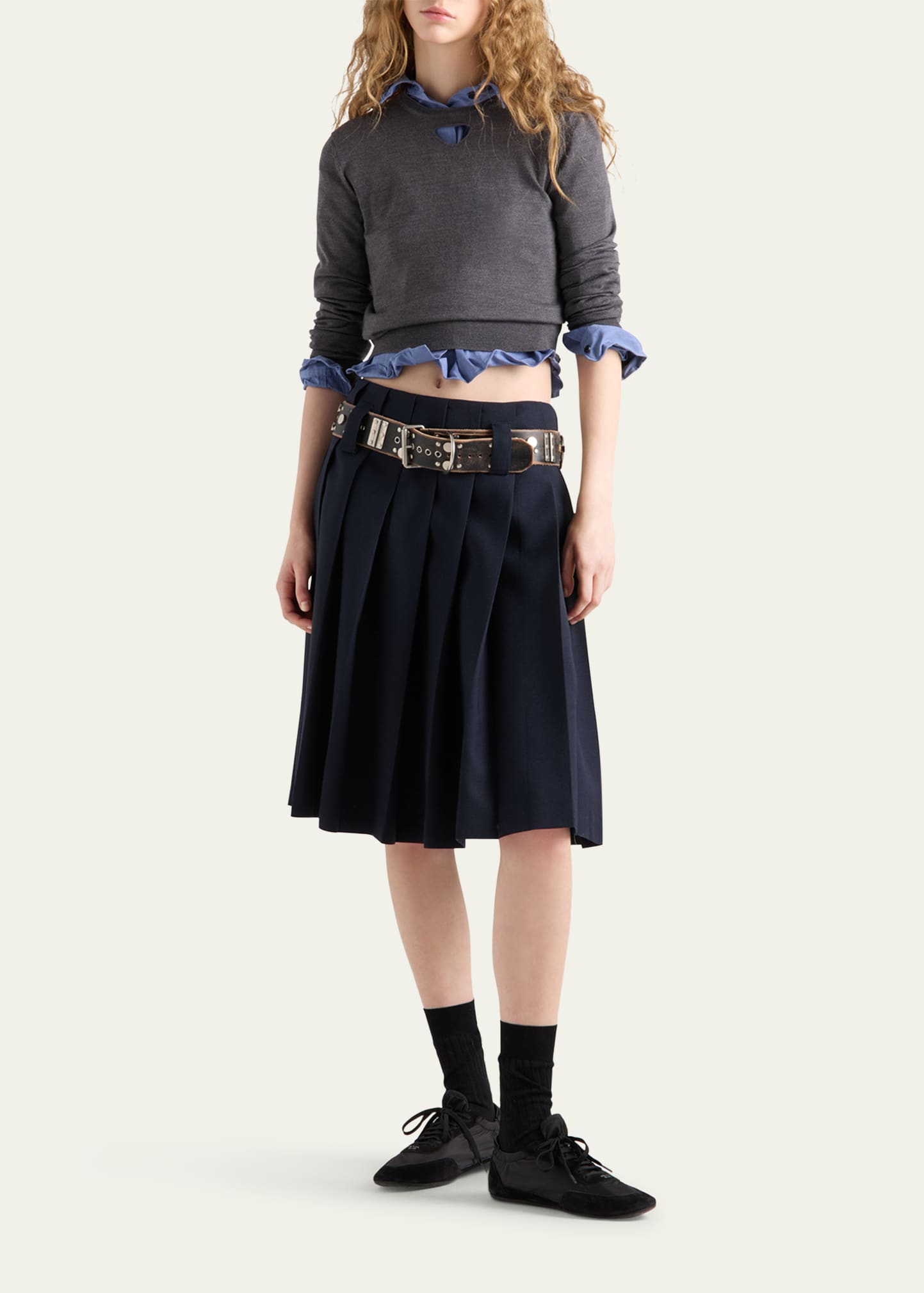 Prada Cutout Triangle Wool Knit Sweater - Bergdorf Goodman