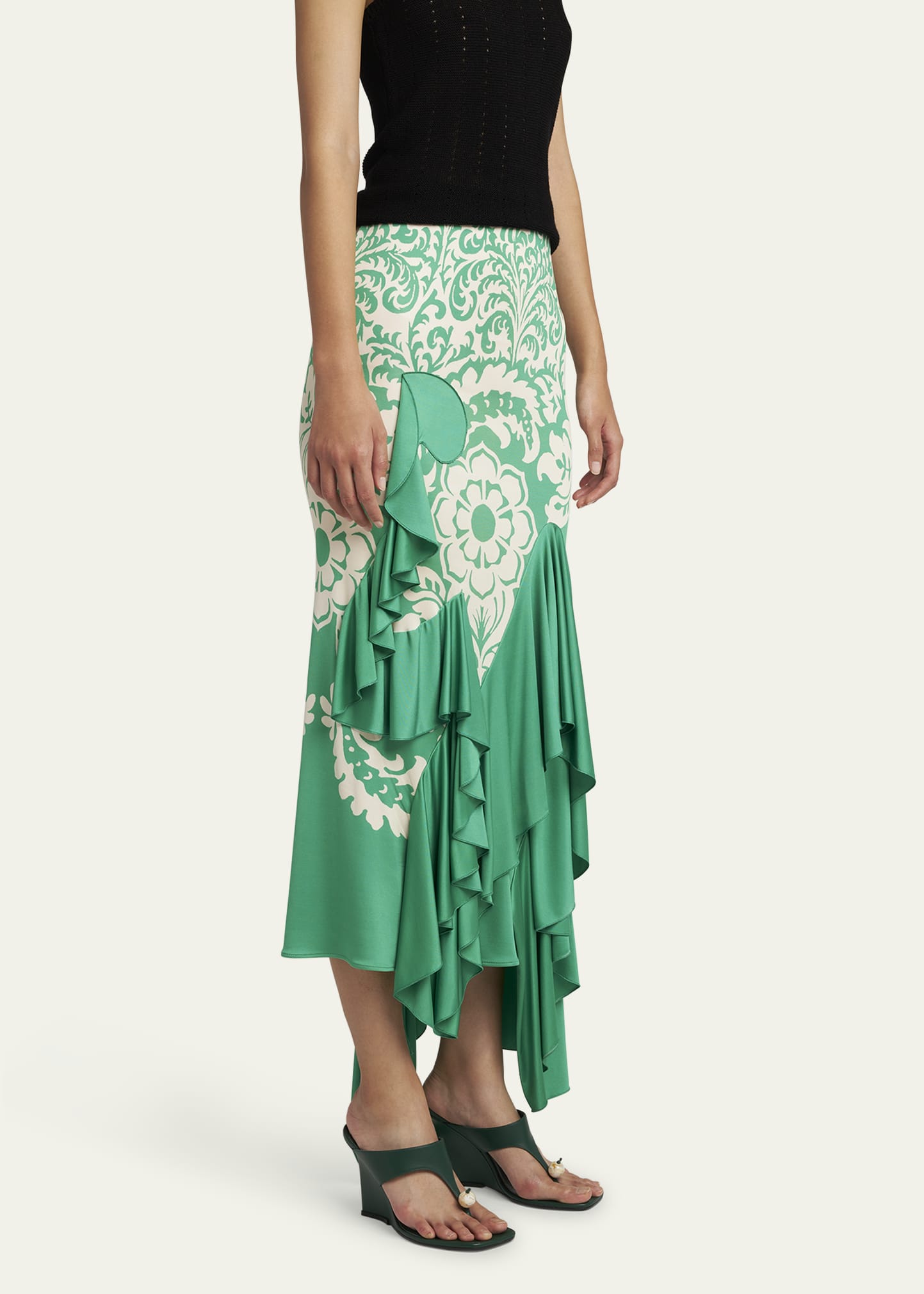 Etro Printed Draped Ruffle Maxi Skirt - Bergdorf Goodman
