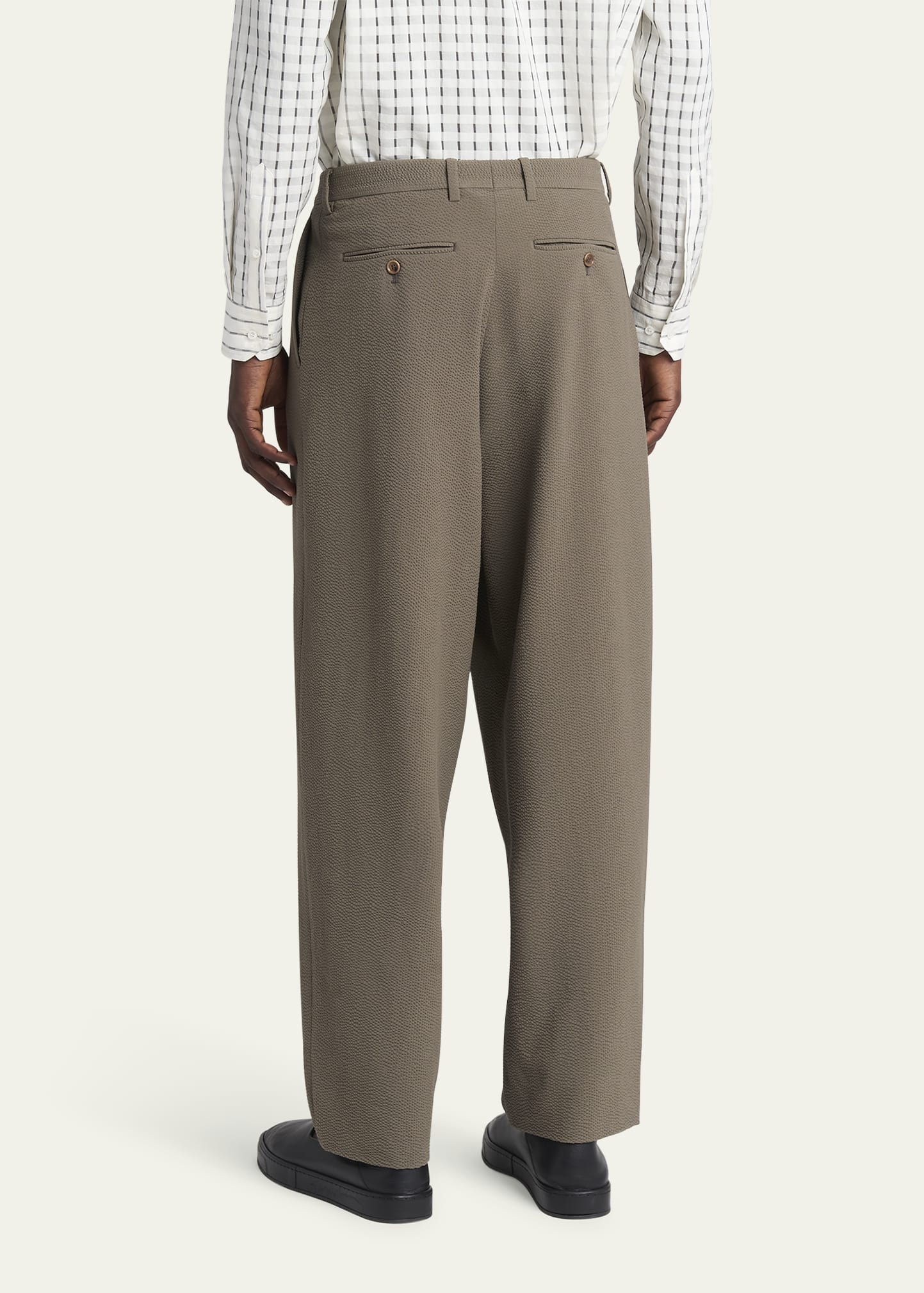 Giorgio Armani Men's Pleated Wool Stretch Seersucker Trousers