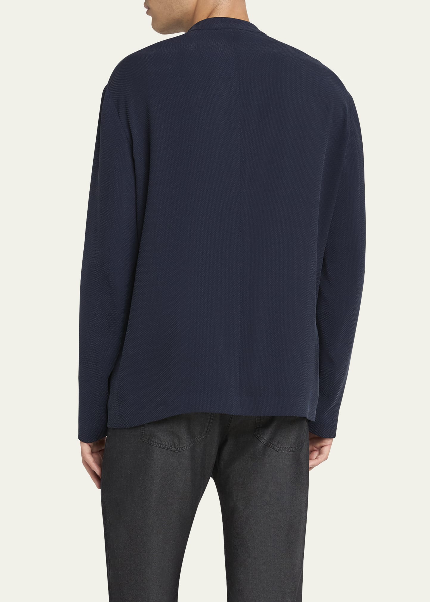 GIORGIO ARMANI Eco-viscose and cupro top ジオルジオ Giorgio Armani Men's Cupro and Viscose Blend Nehru Collar