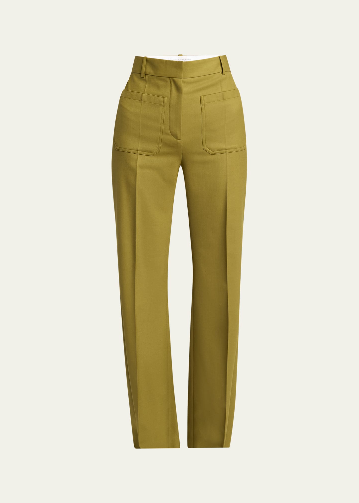 ボトムスその他 Victoria Beckham Pumice-coloured trousers in wool blend Victoria Beckham Alina High Waisted Wool Trousers, Green