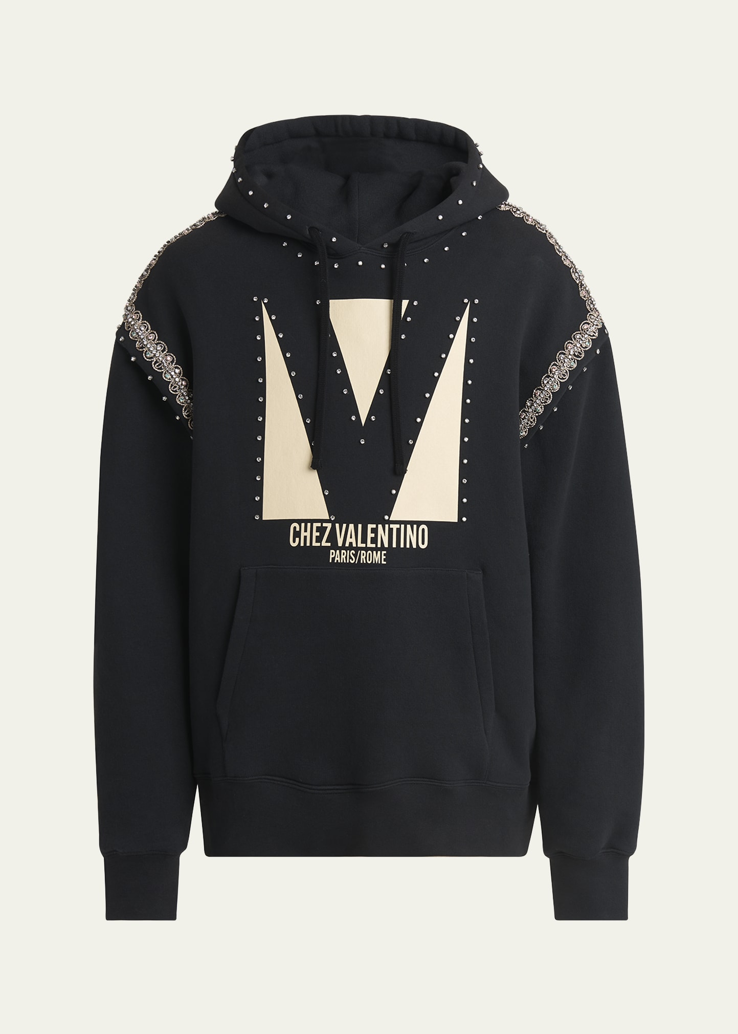 Valentino Garavani Men's Terry Embellished V Hoodie - Bergdorf Goodman