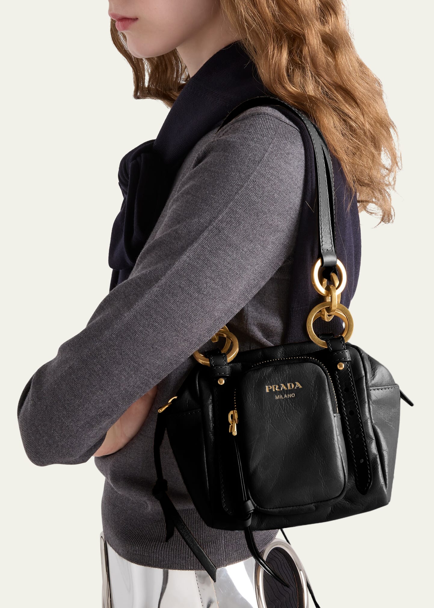 ハンドバッグ PRADA MINI DANGLE HANDBAG BLACK Prada Dangle Mini Leather Shoulder Bag - Bergdorf Goodman