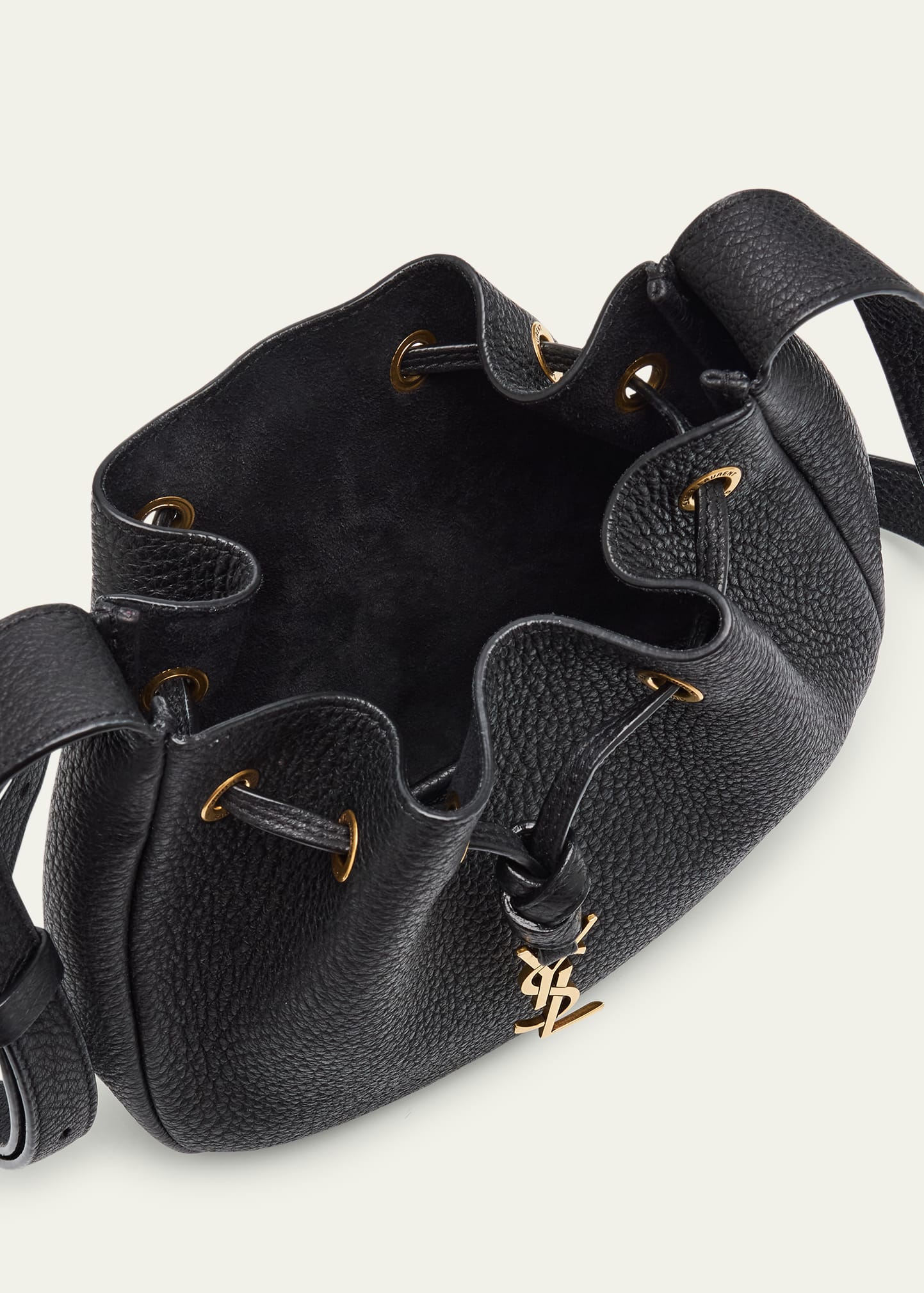 Saint Laurent Paris VII Mini YSL Hobo Bag in Grained Leather