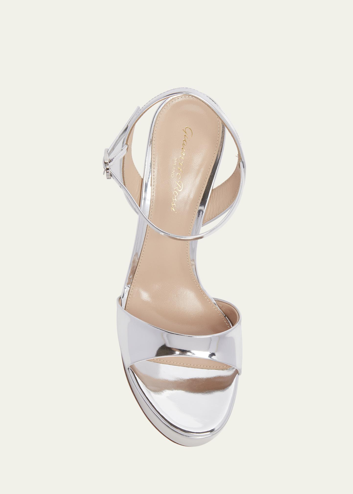 Gianvito Rossi Metallic Ankle-Strap Platform Sandals - Bergdorf