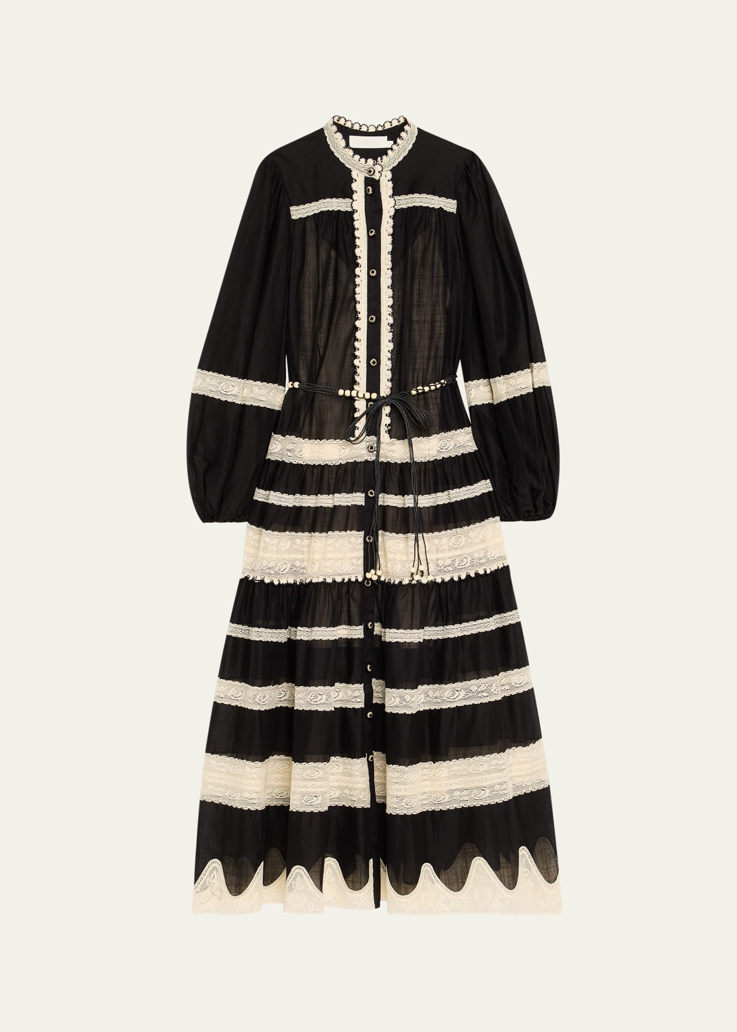 chinese dress ladies Collar Button Lace Dress-Black main image 0
