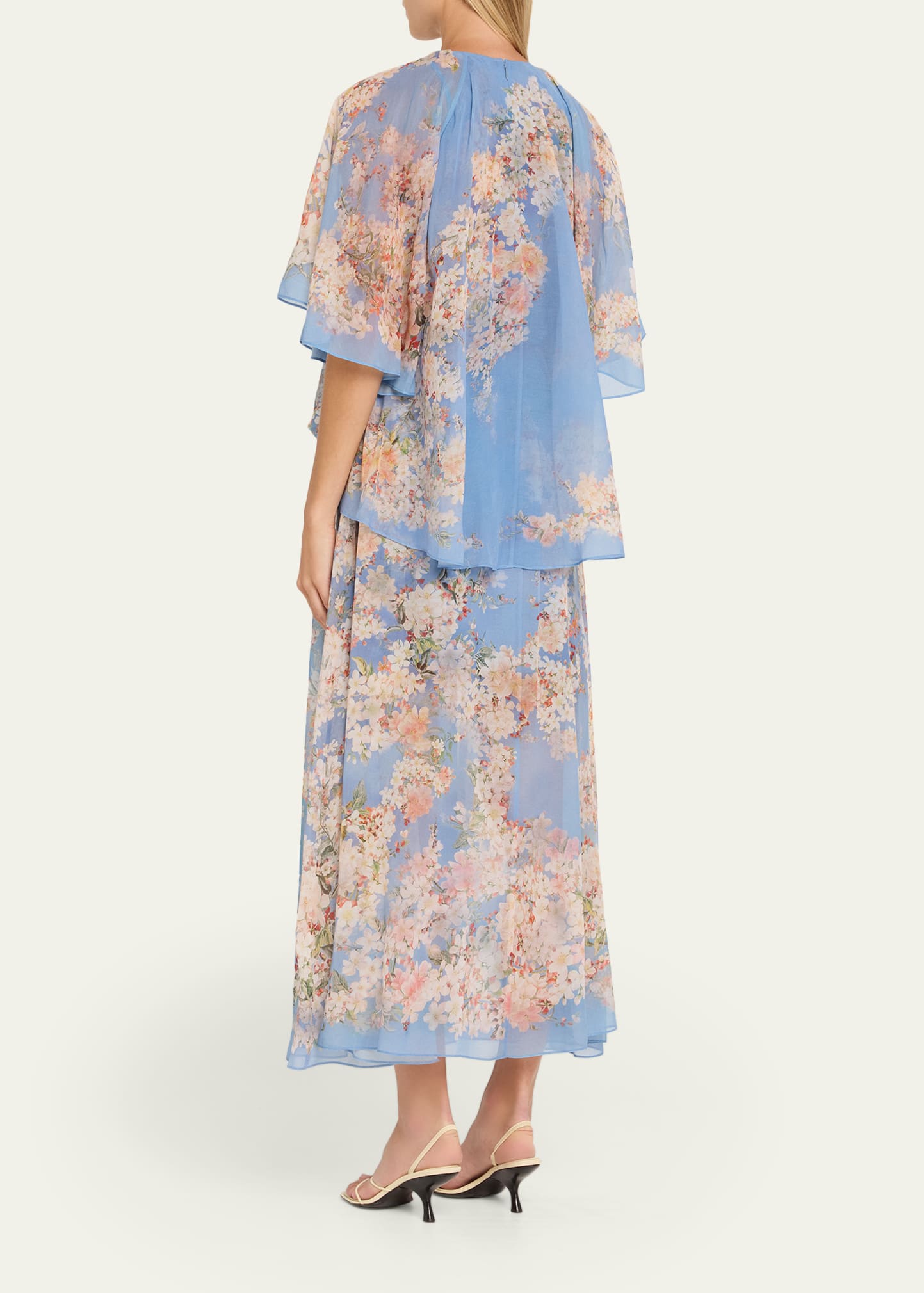 Zimmermann Cascadian Tiered Maxi Dress - Teal Blue Botanical Floral