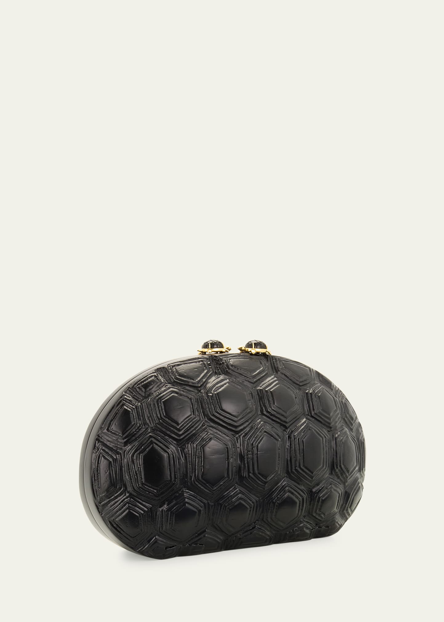 Silvia Furmanovich Turtle Shell Wooden Oval Clutch with 18K Gold