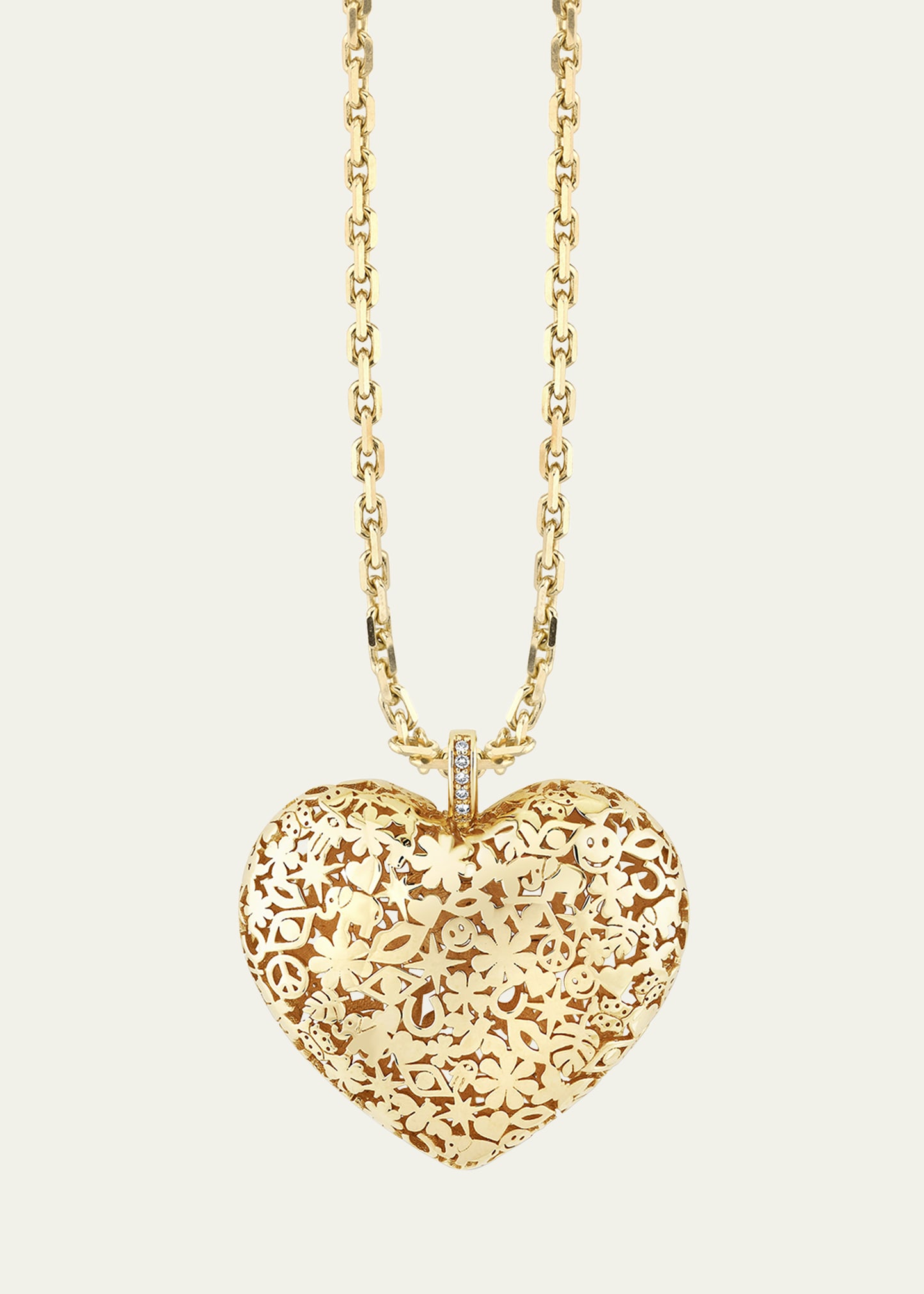 Sydney Evan 14K Yellow Gold XL Puffy Icon Wallpaper Heart Pendant