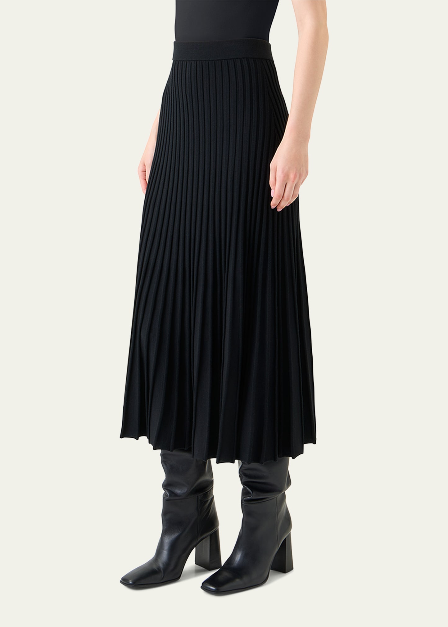 Akris punto Reverse Rib Knit Pleated Midi Skirt - Bergdorf Goodman