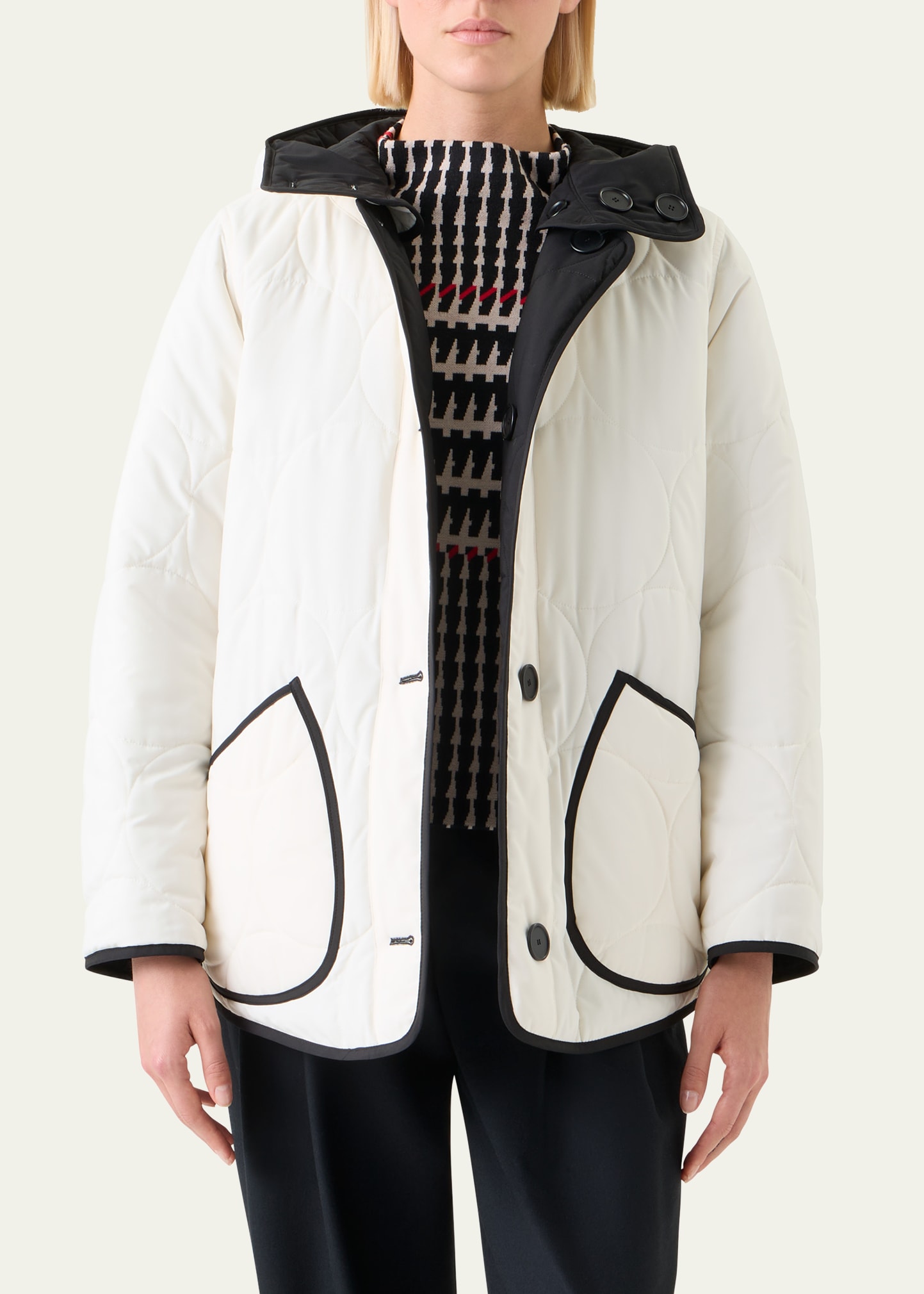 【新品未開封】TFW49 REVERSIBLE ASKIN PARKA BK Akris punto Reversible Techno Dot Quilted Jacket With Hood