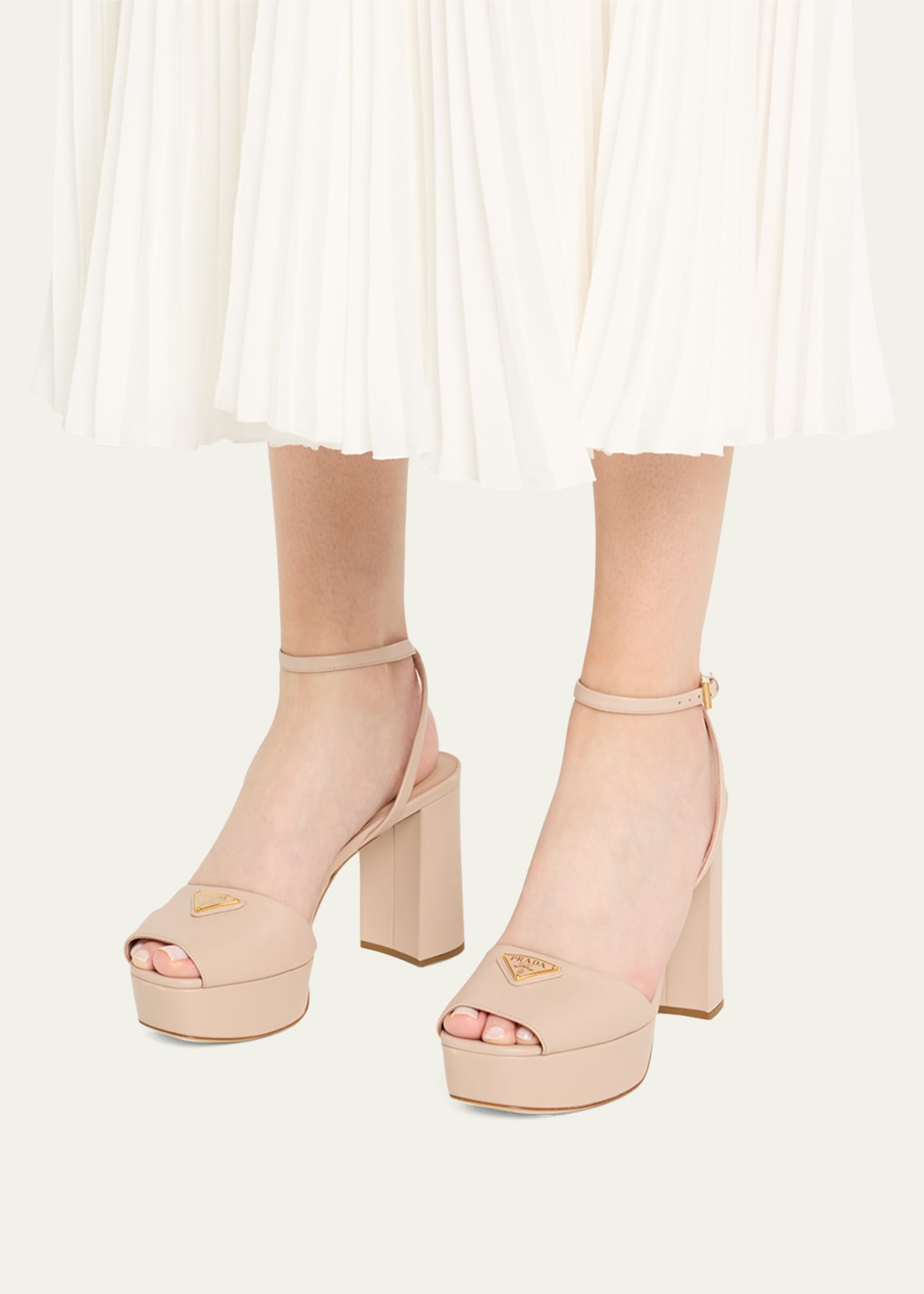 Prada Nappa Triangle Peep-Toe Platform Sandals - Bergdorf Goodman