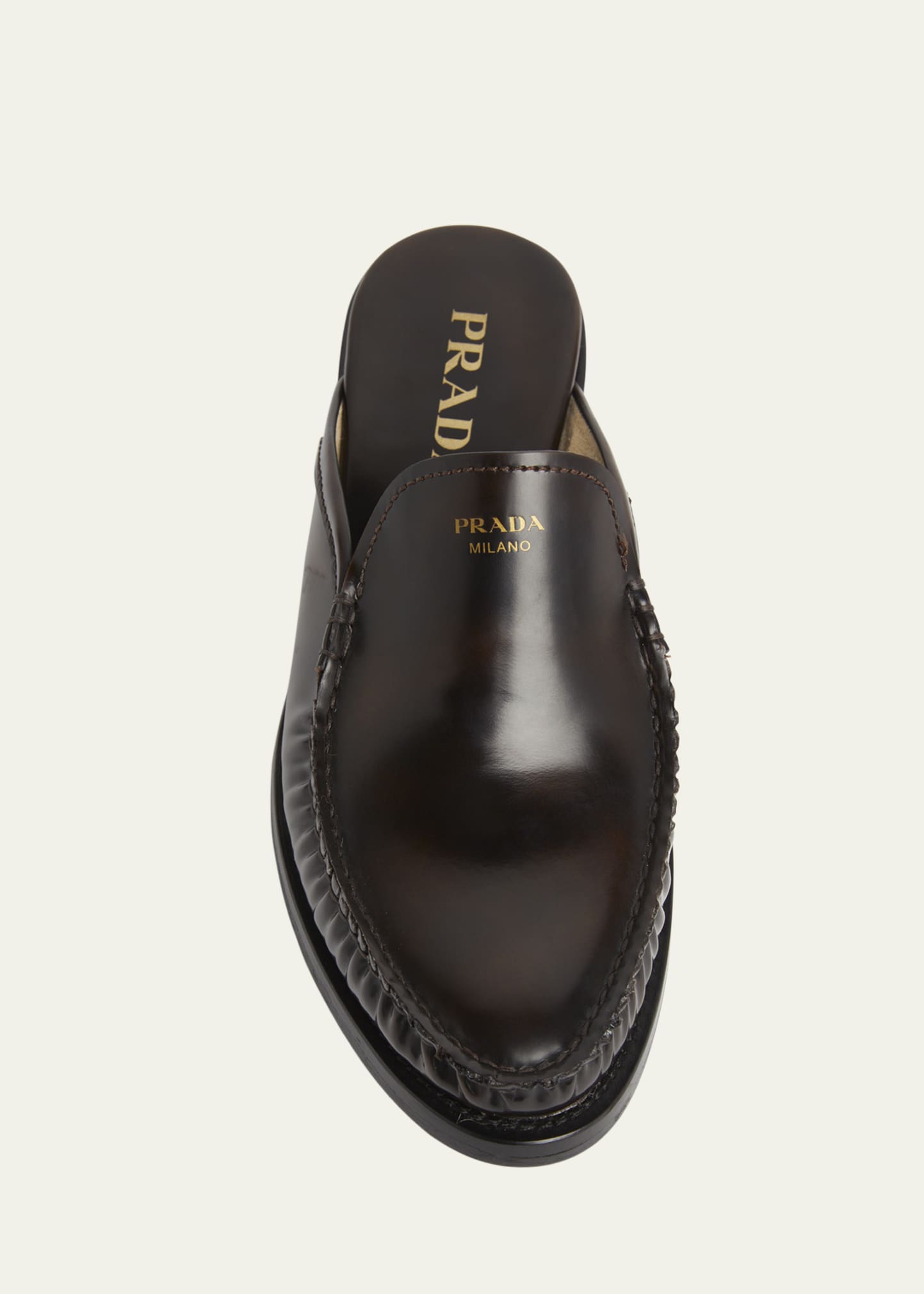 Prada Spazzolato Leather Loafer Mules - Bergdorf Goodman